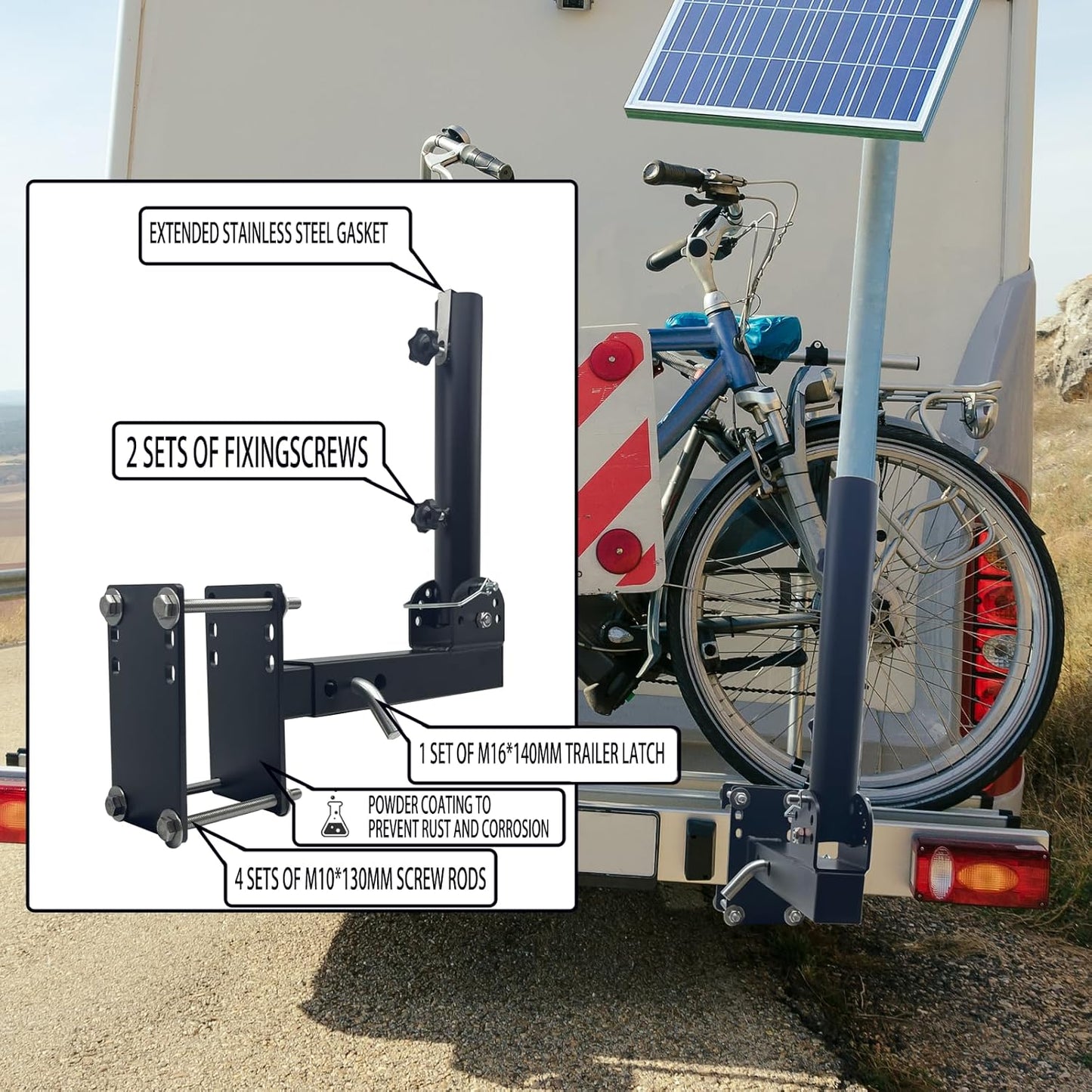 Heavy Duty Adjustable Flag Mount for Travel Trailers & Campers, Universal Fit for 1' to 1.5' Flag Poles, (Black)