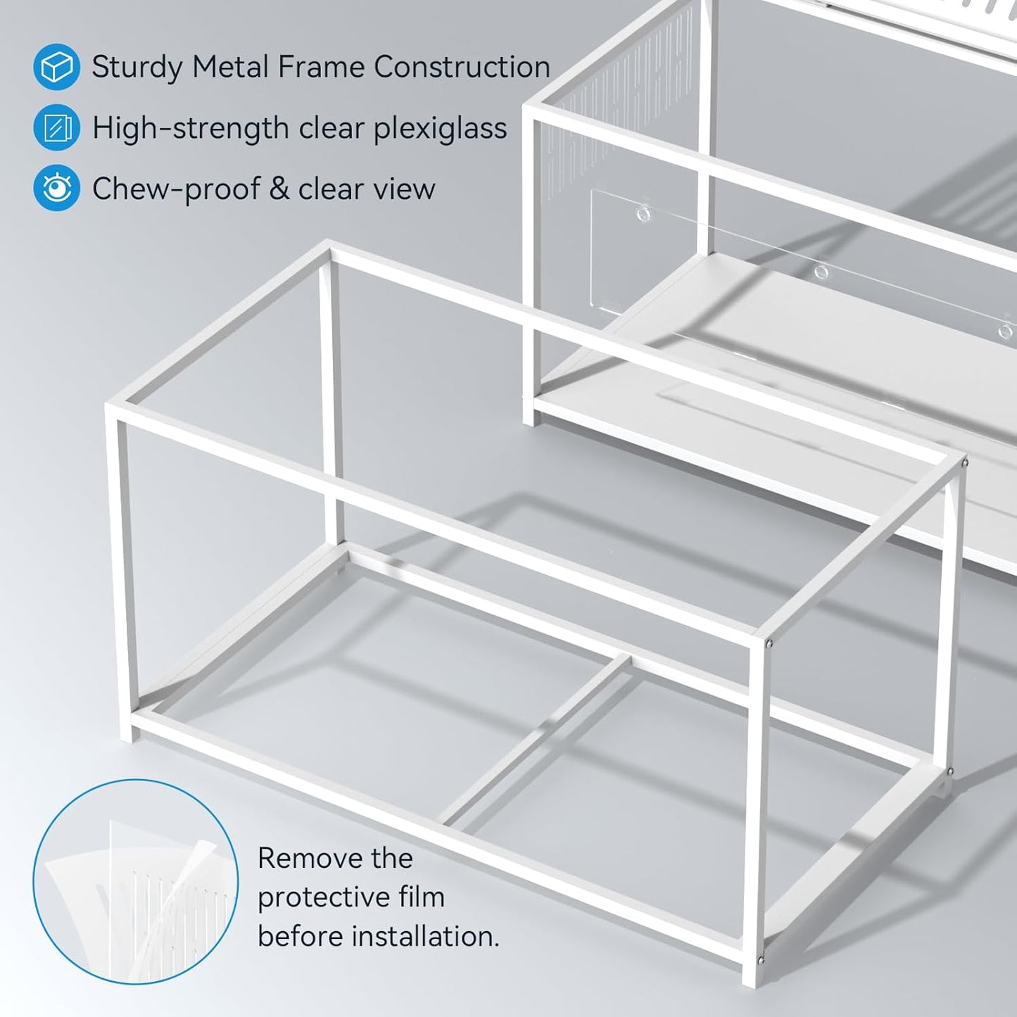 Large Metal Hamster Cage, Chew Proof Syrian Hamster Cage & Habitat with Acrylic Panels, Top Open, Breathable