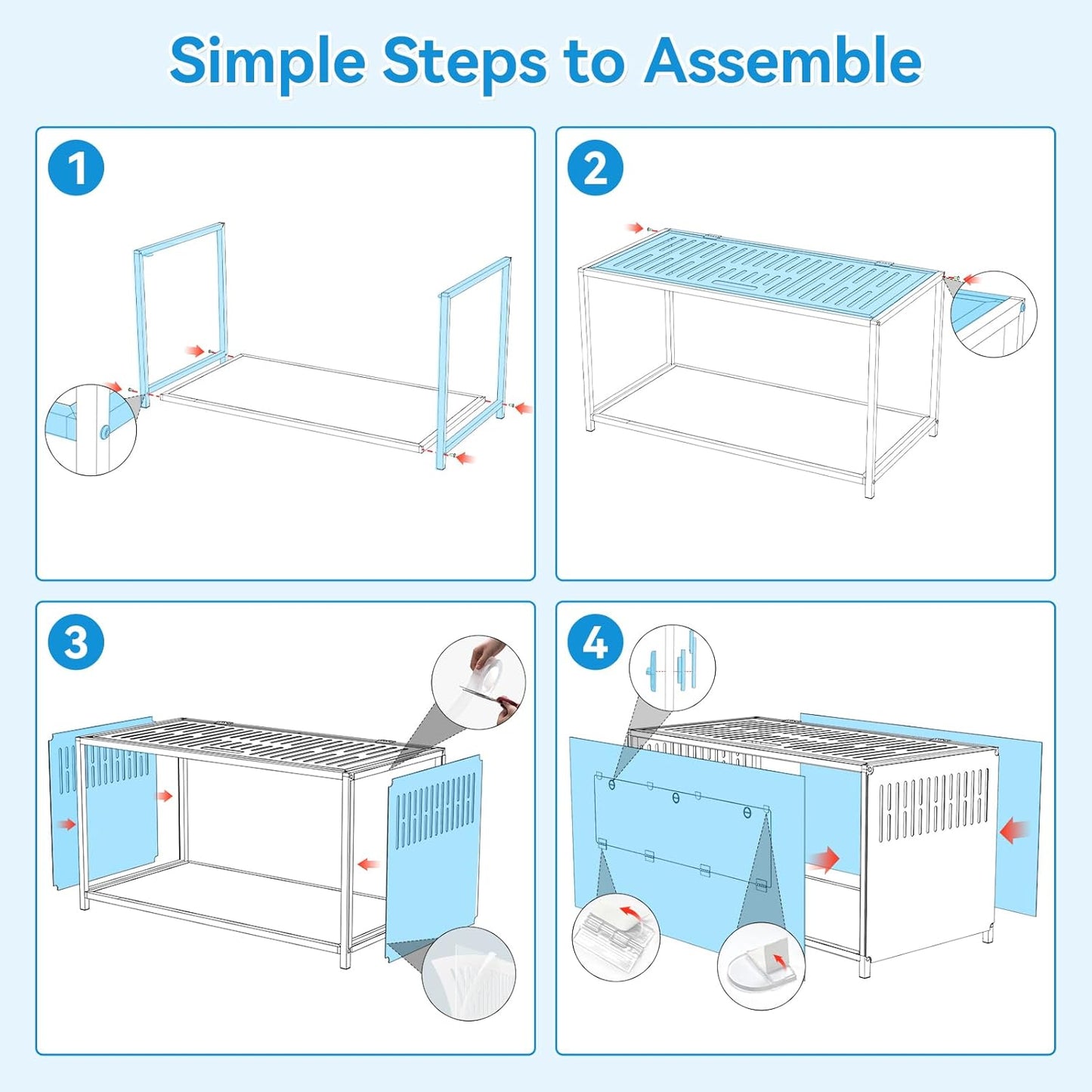 Large Metal Hamster Cage, Chew Proof Syrian Hamster Cage & Habitat with Acrylic Panels, Top Open, Breathable