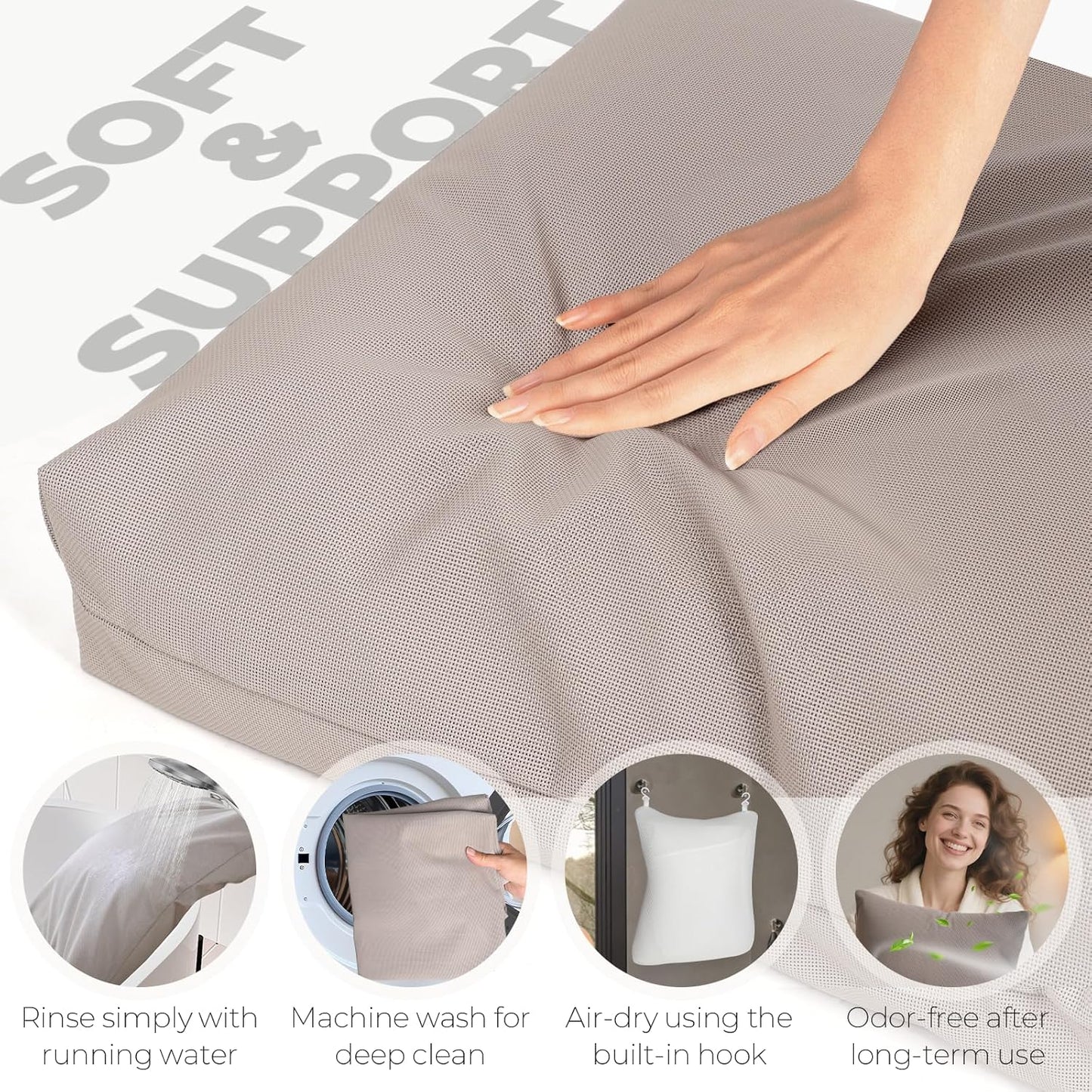 Luxury Bathtub Pillow, Skin-Friendly Cushion, Support Back, Neck & Head, Non-Slip, Adjustable Thickness, Washable