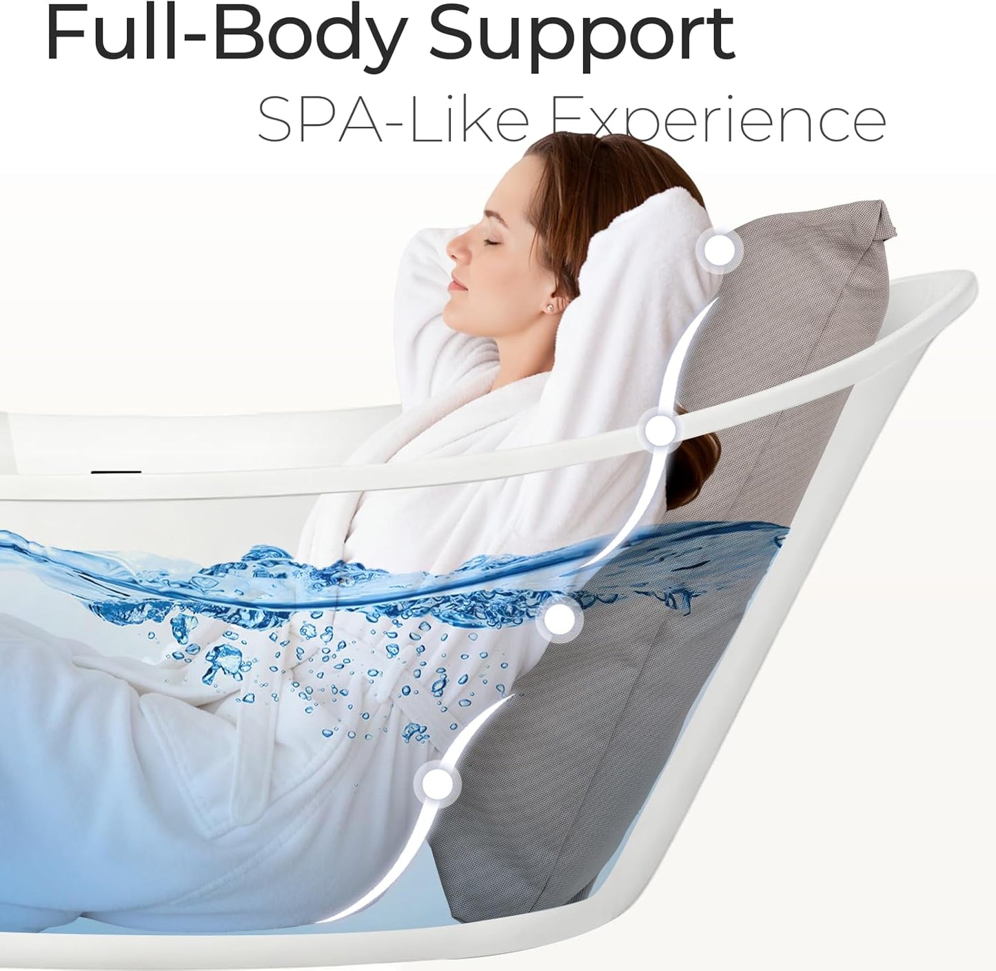 Luxury Bathtub Pillow, Skin-Friendly Cushion, Support Back, Neck & Head, Non-Slip, Adjustable Thickness, Washable