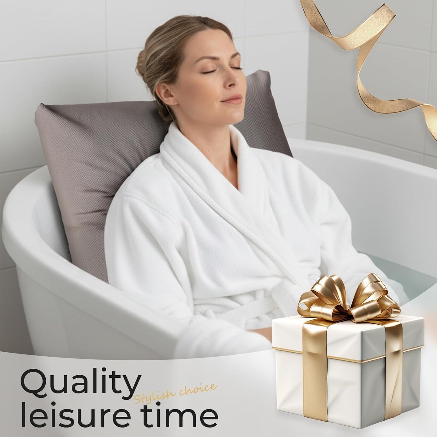Luxury Bathtub Pillow, Skin-Friendly Cushion, Support Back, Neck & Head, Non-Slip, Adjustable Thickness, Washable