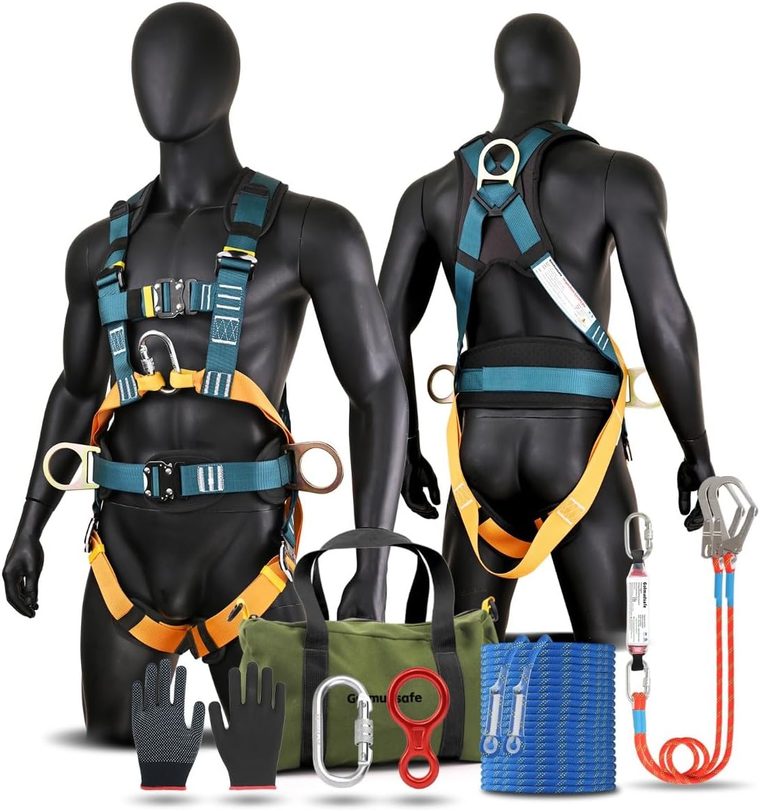 Fall Protection Harness,Safety Harness Fall Protection, Upgrade the detachable cushion bag and an extra 30FT rope
