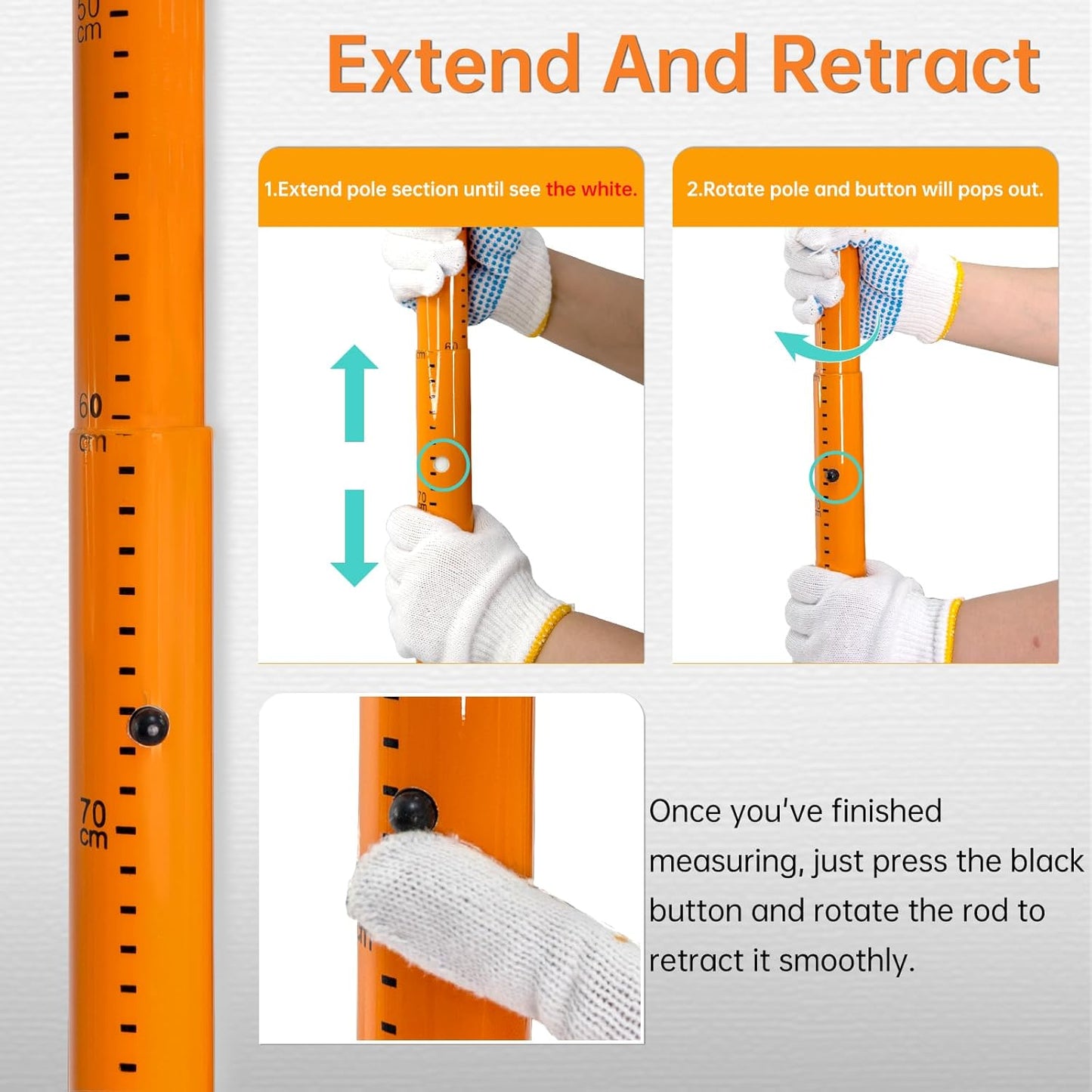 20ft Load Height Measuring Stick, Fiberglass Truck Height Stick with Carrying Bag