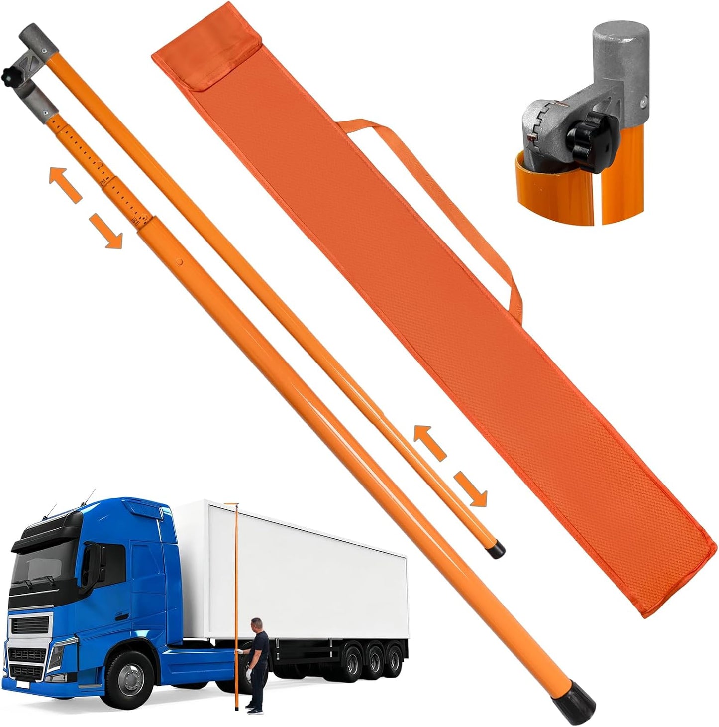 20ft Load Height Measuring Stick, Fiberglass Truck Height Stick with Carrying Bag