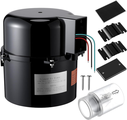 6316220F Portable Spa Blower 2 Horsepower 240 Volt, Anti Clog Design Pool Blowers, Fits 2' Plumbing