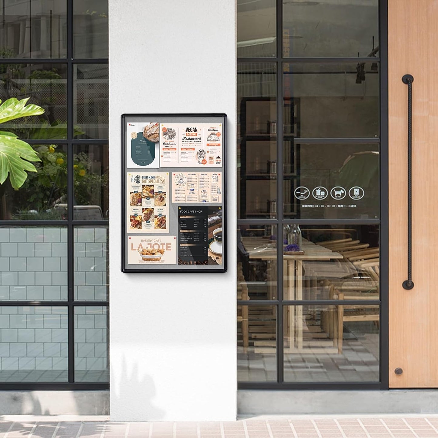 Enclosed Bulletin Board 36x24', Lockable Felt Board, Black Aluminum Frame, Grey Felt