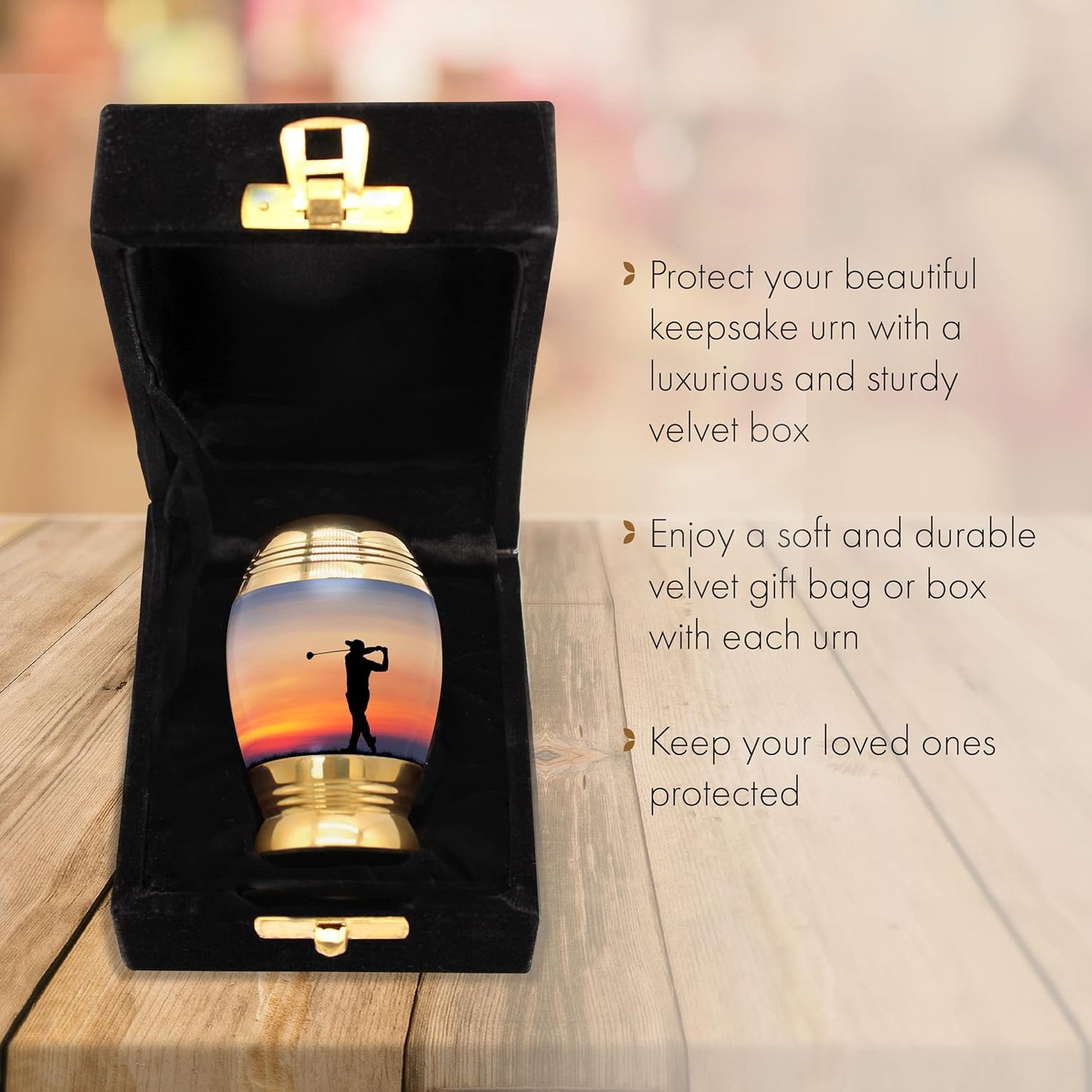 Gone Golfing Keepsake Urns for Human Ashes with Velvet Gift Box, Small Urn, Small Keepsake Urn, Set of 4