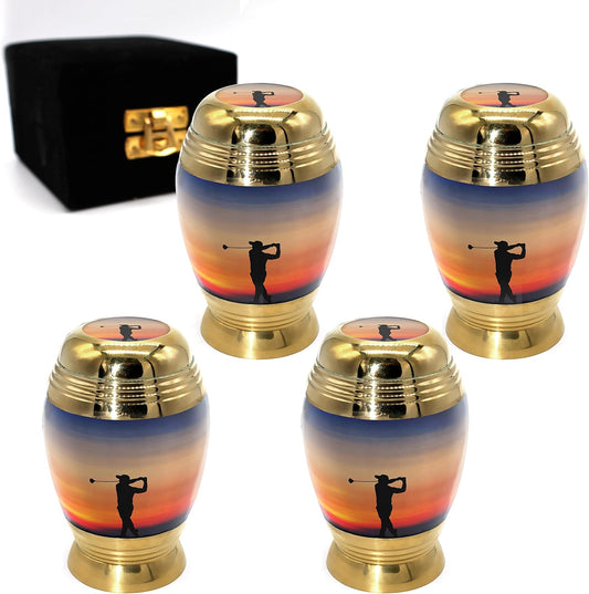 Gone Golfing Keepsake Urns for Human Ashes with Velvet Gift Box, Small Urn, Small Keepsake Urn, Set of 4