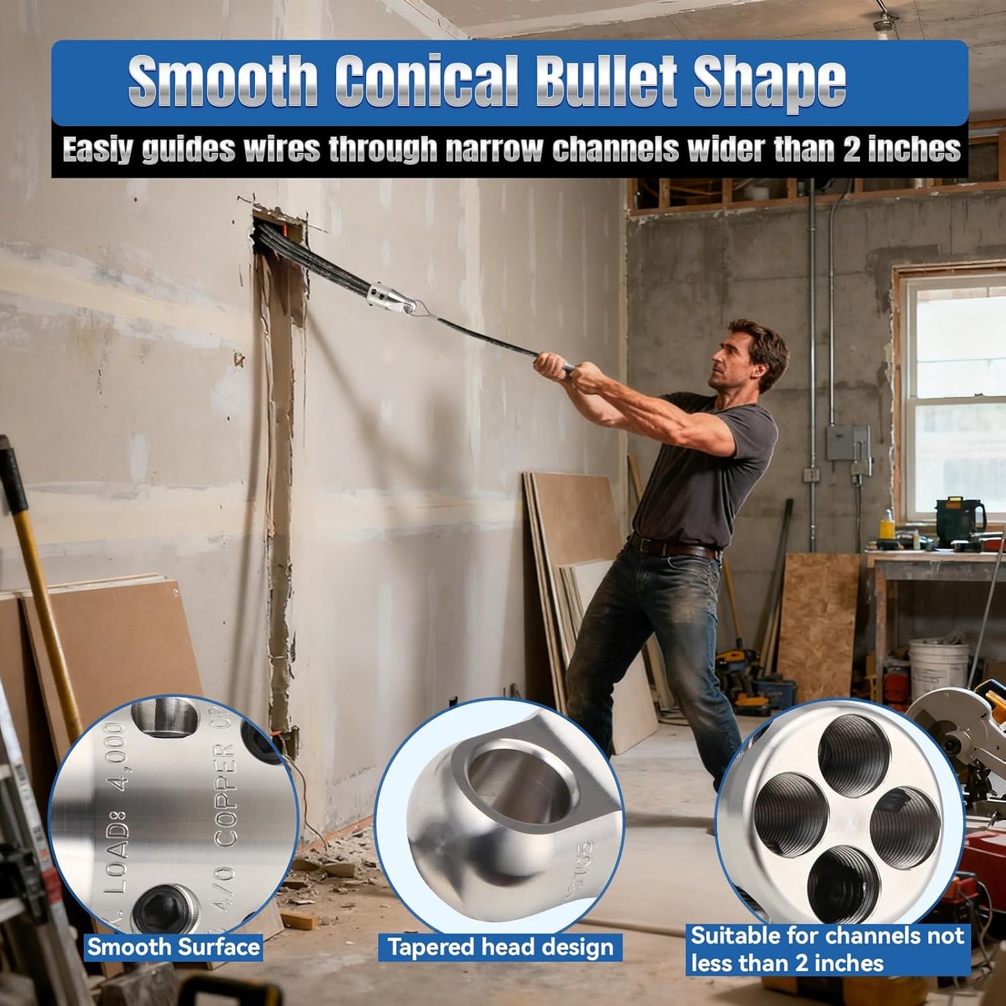 Wire Pulling Grip, 69705 Jr, w/ 4000 lbs Max Pull Strength,for 2/0 to 4/0 Copper or Aluminum Wires