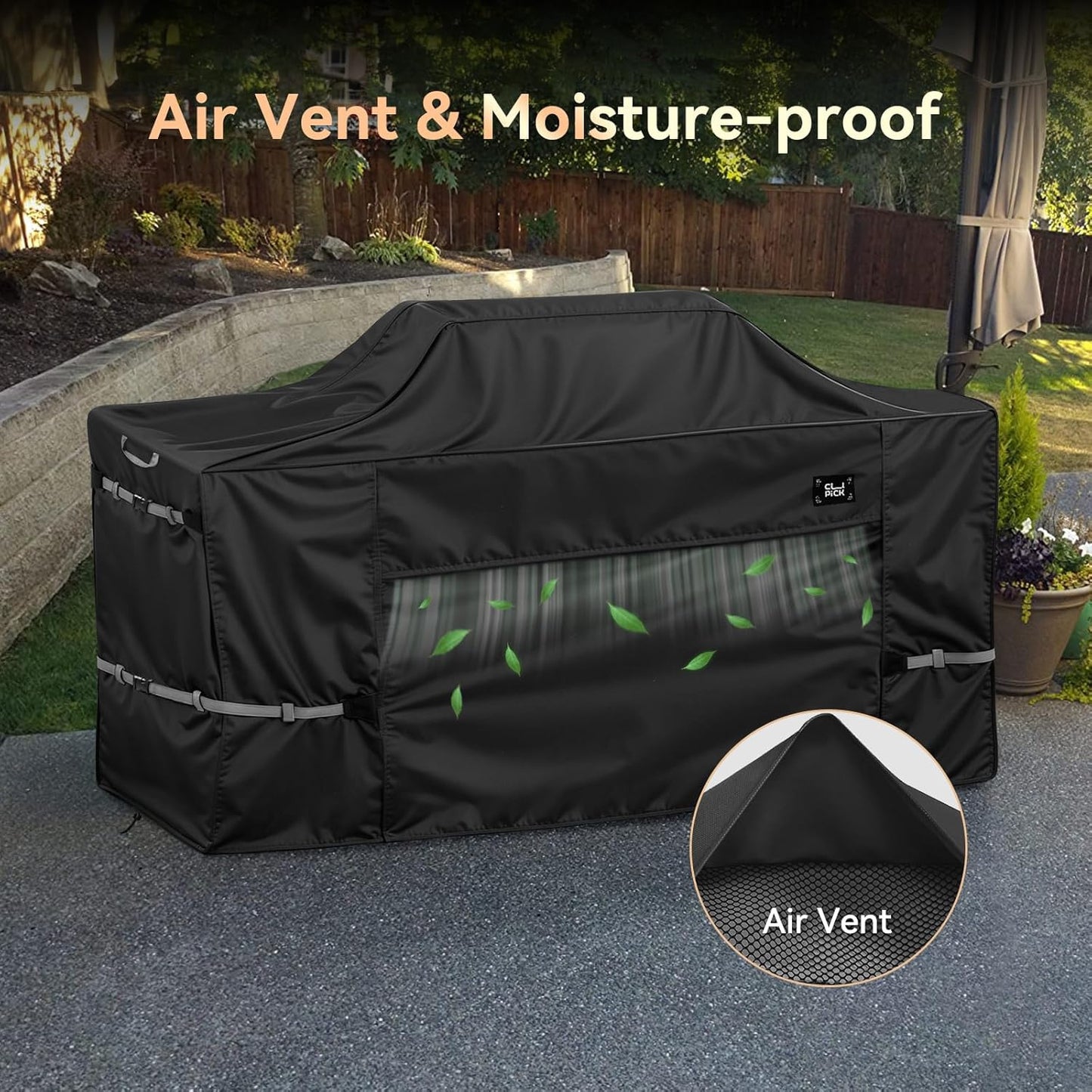 86 Inch Island Grill Cover,600D Heavy Duty Waterproof BBQ Covers, Tear & Fade Resistant, Air Vent, Black