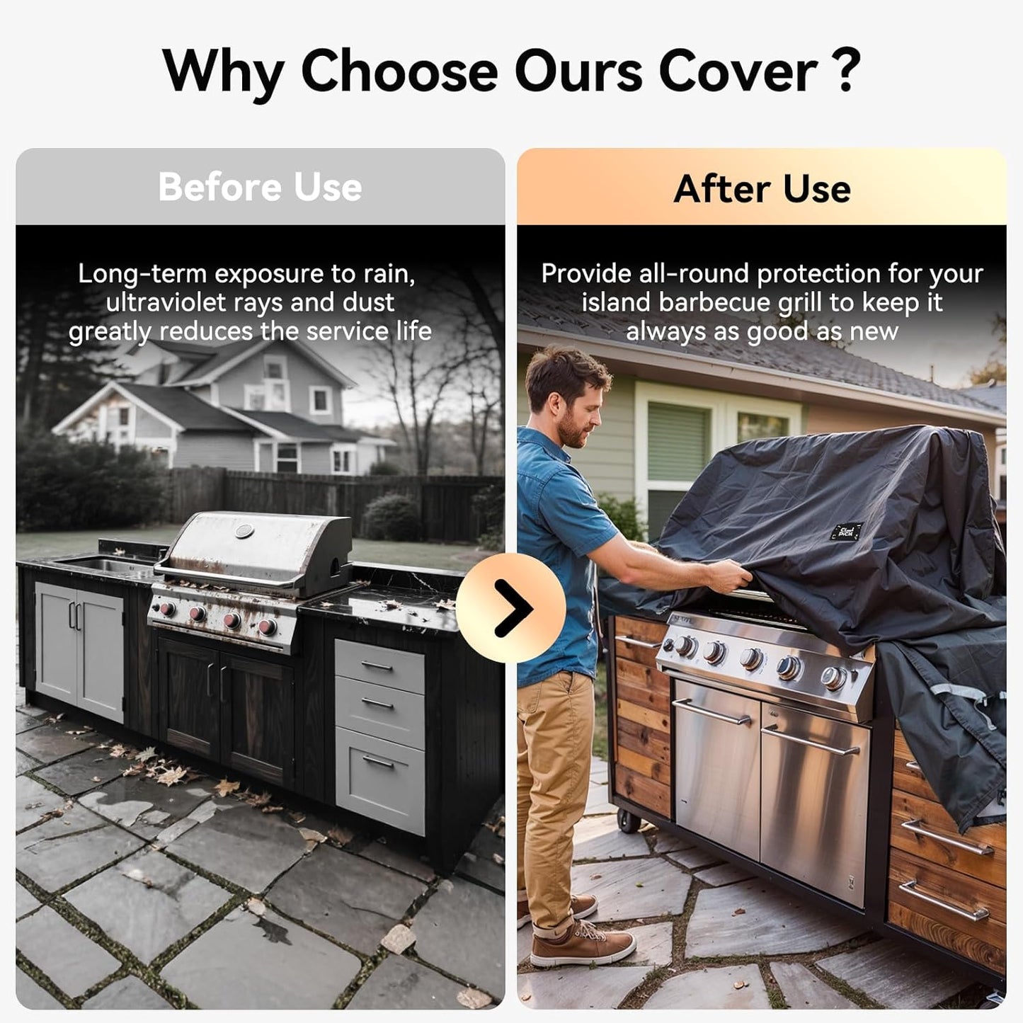 86 Inch Island Grill Cover,600D Heavy Duty Waterproof BBQ Covers, Tear & Fade Resistant, Air Vent, Black