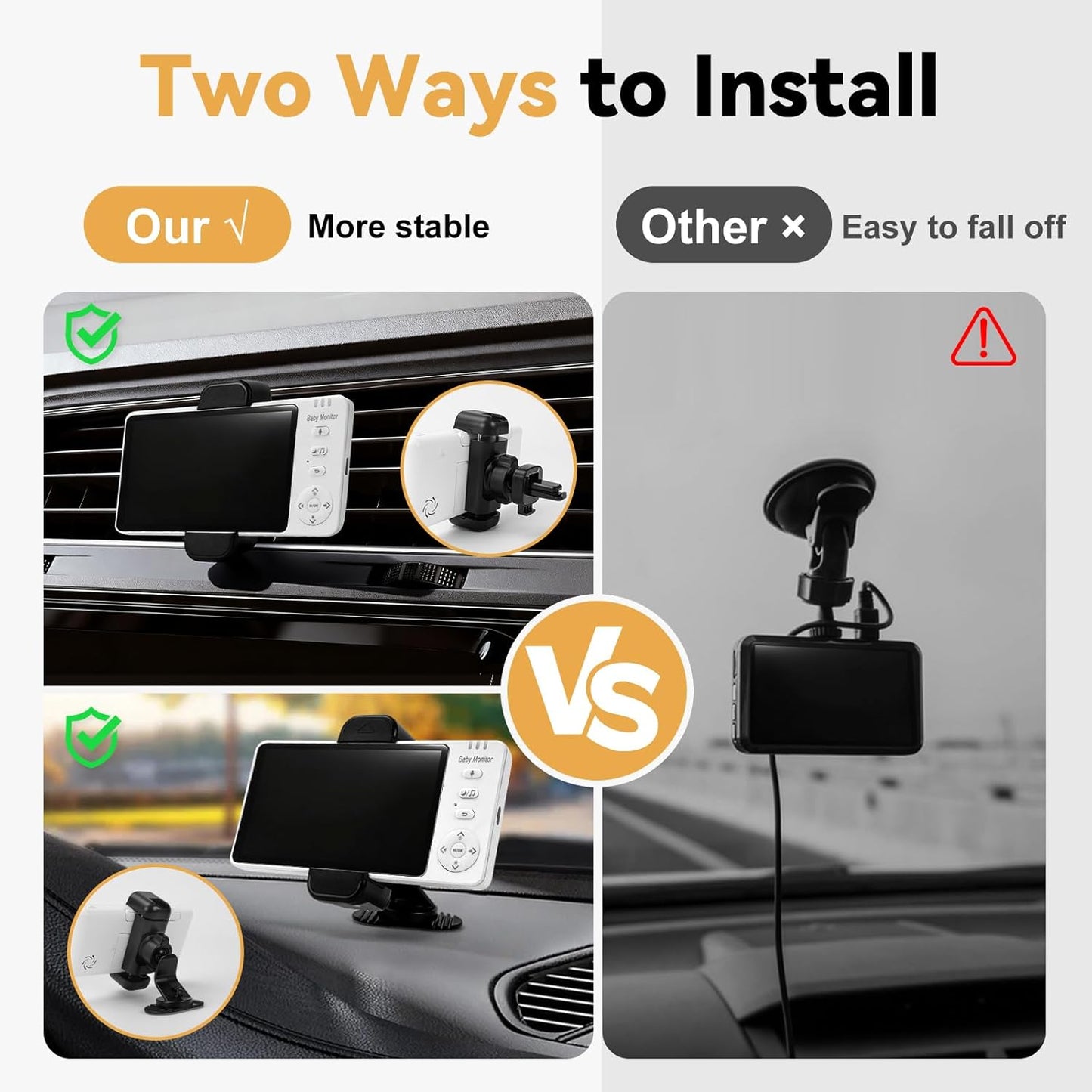 2000mAh Wireless Baby Car Camera 3500mAh Monitor Auto On/Off, No Wifi, Zoom/Night Vision/Temp/Feeding/2-Way Talk