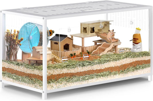Chew-proof Large Hamster Cage Guinea Pig Cages,Habitat Stackable with Top Access, 40.5”L x 22”W x 20.8”H, White