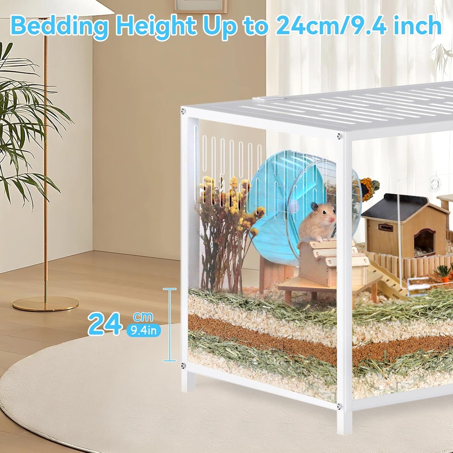 Chew-proof Large Hamster Cage Guinea Pig Cages,Habitat Stackable with Top Access, 40.5”L x 22”W x 20.8”H, White
