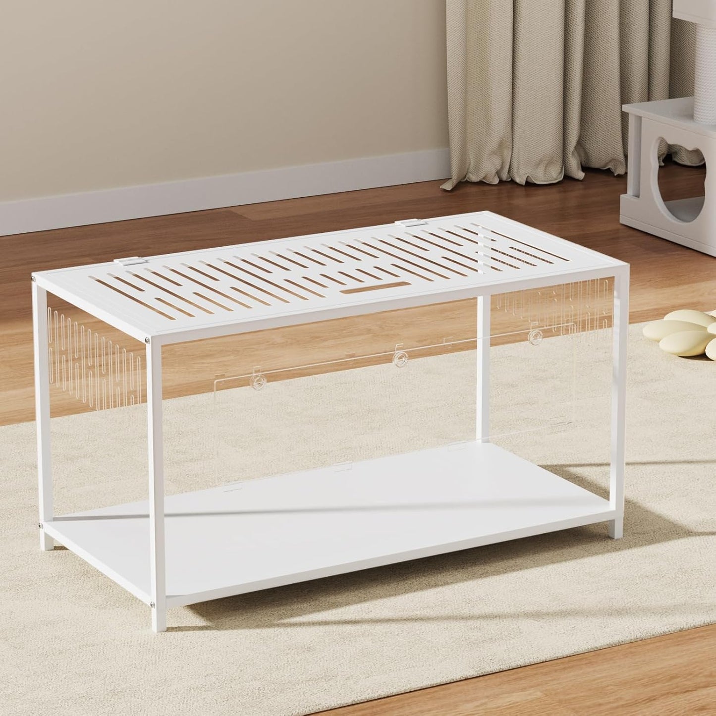Chew-proof Large Hamster Cage Guinea Pig Cages,Habitat Stackable with Top Access, 40.5”L x 22”W x 20.8”H, White