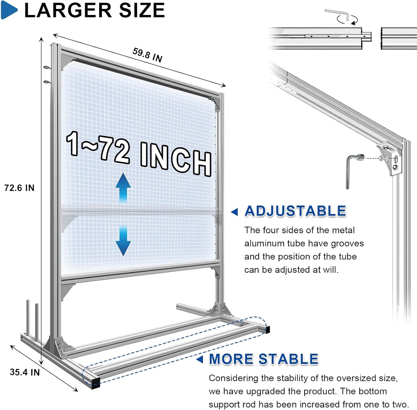 Aluminum Metal Tufting Frame Kit for Rug Making, A Safer Tufting Cloth Stand for Tufting Beginners and Lovers, 70'