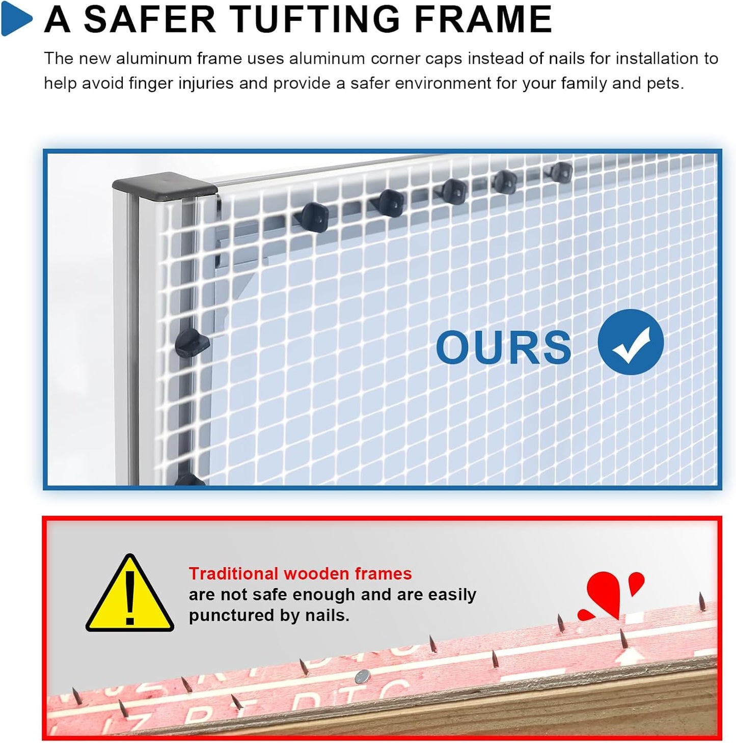 Aluminum Metal Tufting Frame Kit for Rug Making, A Safer Tufting Cloth Stand for Tufting Beginners and Lovers, 70'