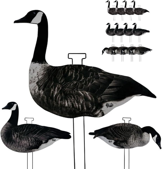 12 Pack Fully Flocked Canada Goose Hunting Decoys with 3 Realistic Poses, Pro-Flocked Silhouette