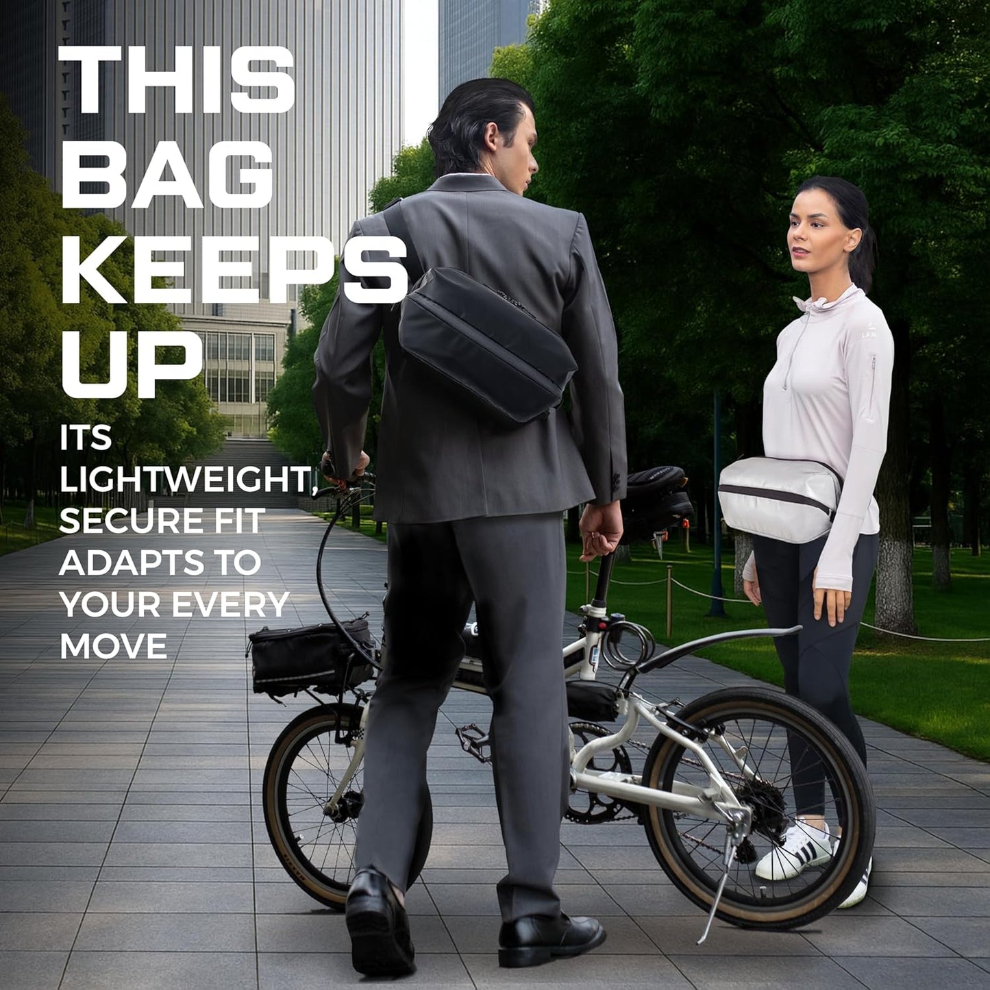 Large Performance Crossbody Sling Belt Bag Fanny Pack Tech Pouch, Includes Umbrella Inside, For Men & Women