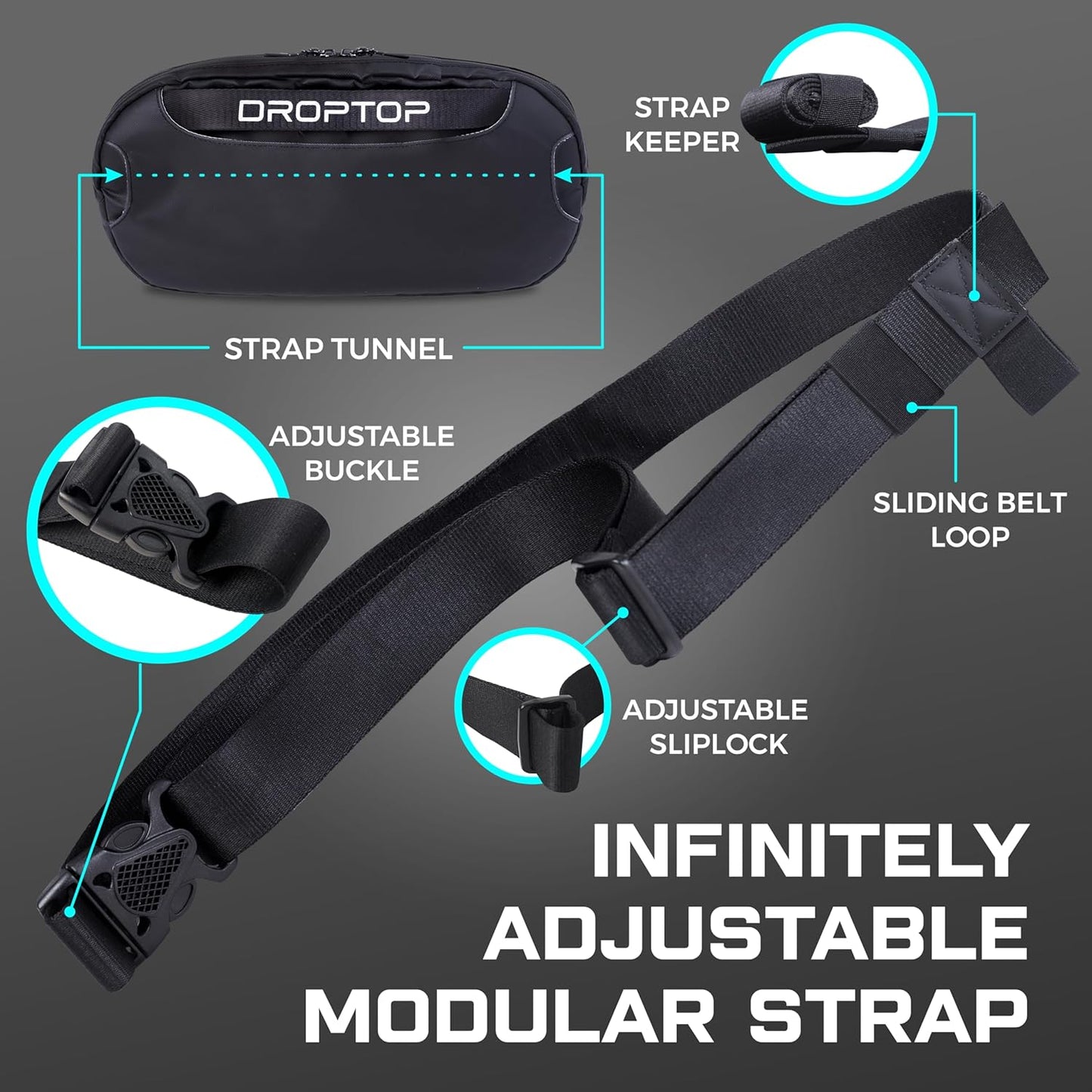 Large Performance Crossbody Sling Belt Bag Fanny Pack Tech Pouch, Includes Umbrella Inside, For Men & Women