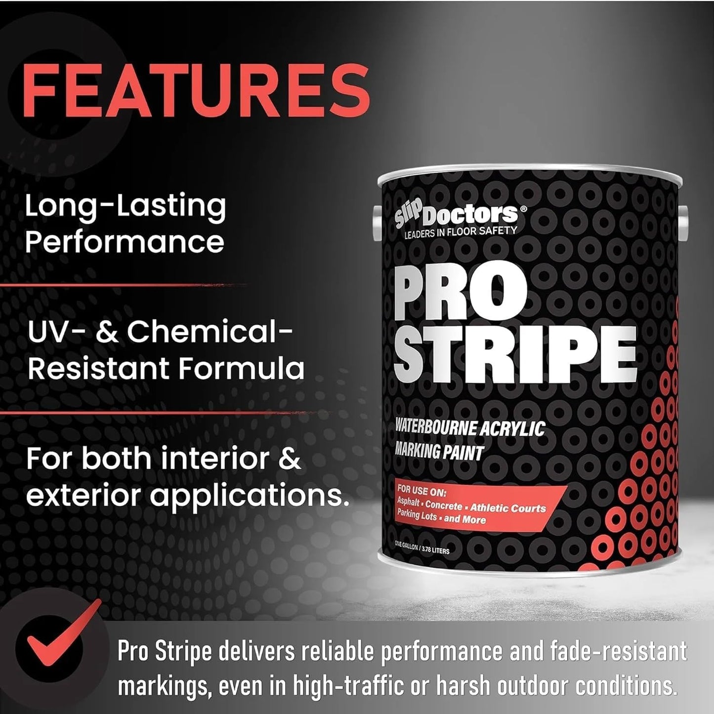 Pro Stripe Line Marking Paint, Neon Green Court, Parking Lots & Surface Restoration, (EV Green, 1 Gallon)