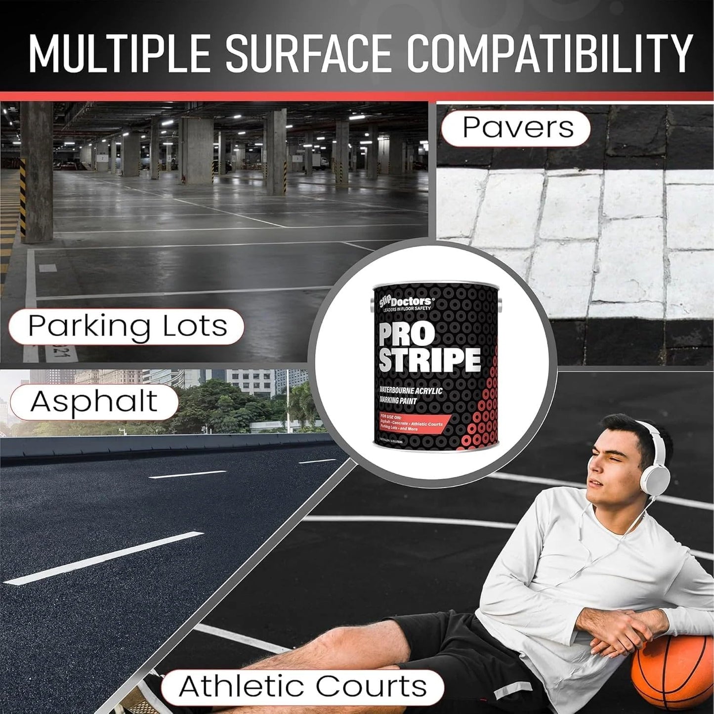 Pro Stripe Line Marking Paint, Neon Green Court, Parking Lots & Surface Restoration, (EV Green, 1 Gallon)