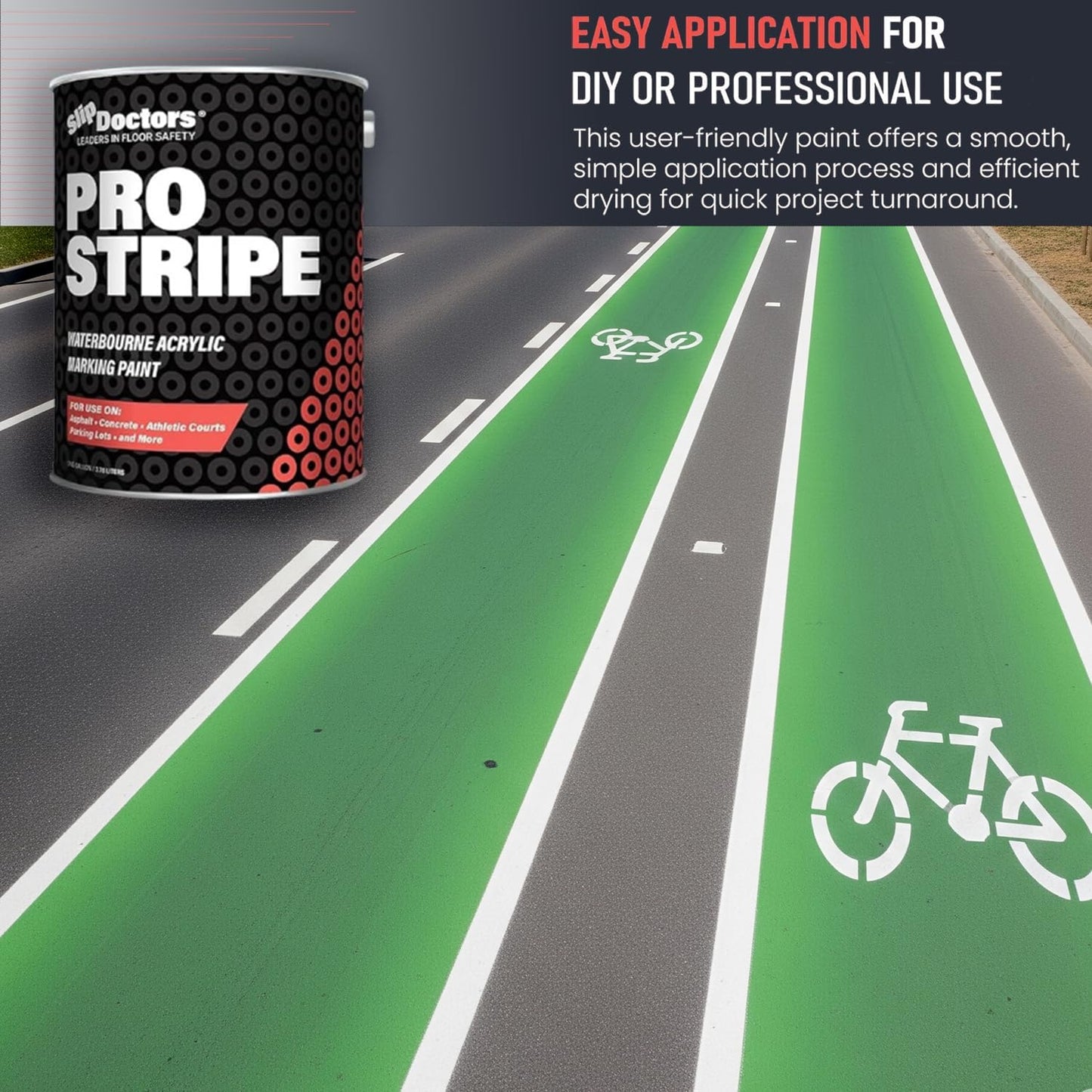Pro Stripe Line Marking Paint, For Courts, Parking Lots & Surface Restoration, (Safety Green, 1 Gallon)