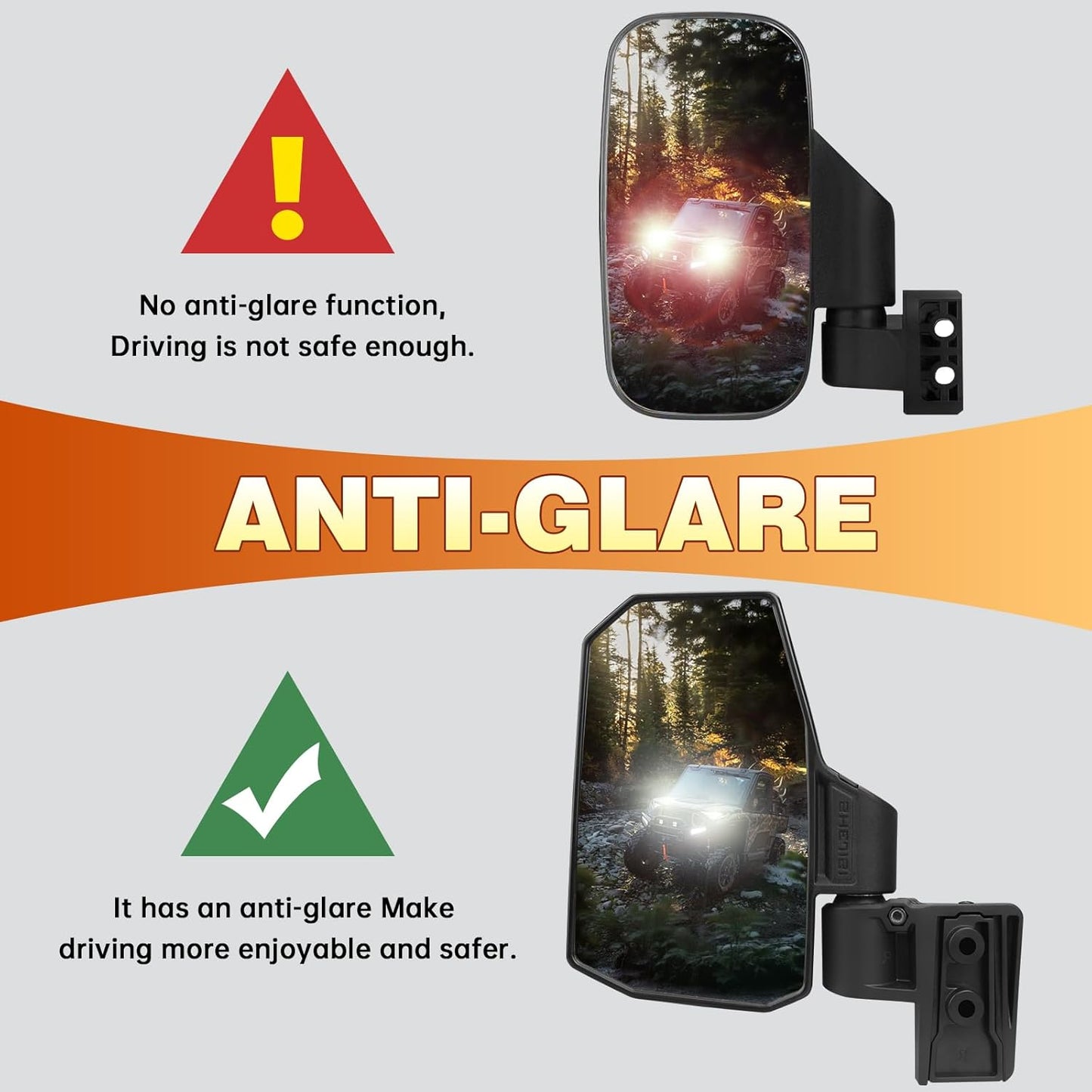 UTV XD 1500 Side Mirrors Door Mounted, Compatible Only with Polaris Ranger, Spring-Back Feature Easy Post-Folding