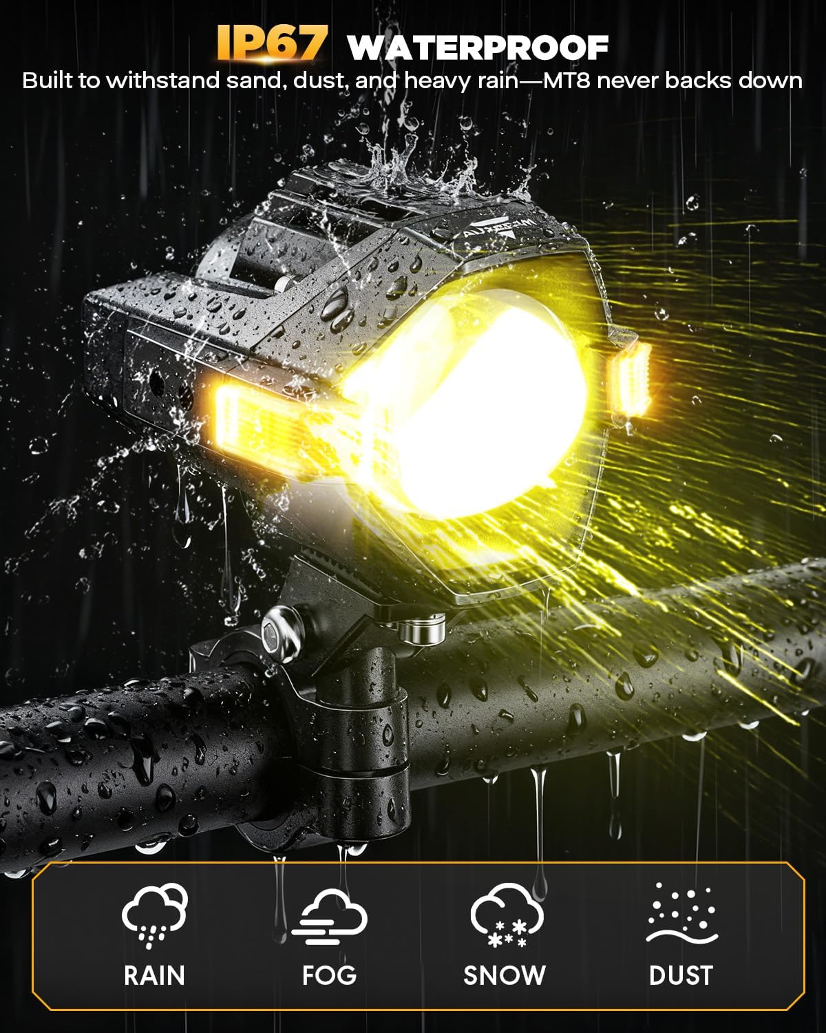 Motorcycle LED Fog Lights Driving Lights Amber Auxiliary Light,  LED Spotlight with 8 Modes Dual Color,  60W 6000LM