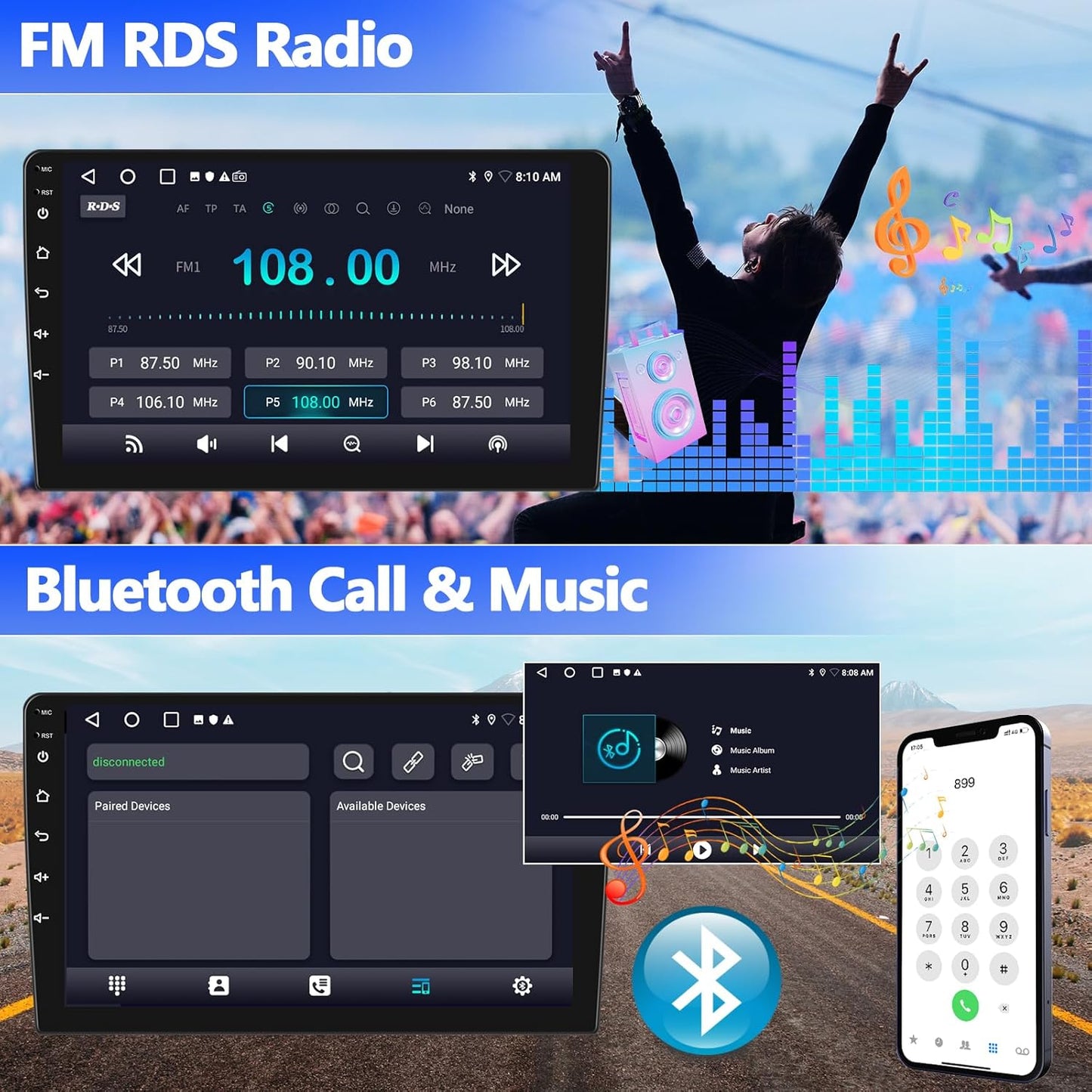 Android Car Stereo for Ford Fiesta 2009-2014 with Carplay Android, 9 inch Touchscreen, Backup Camera, GPS