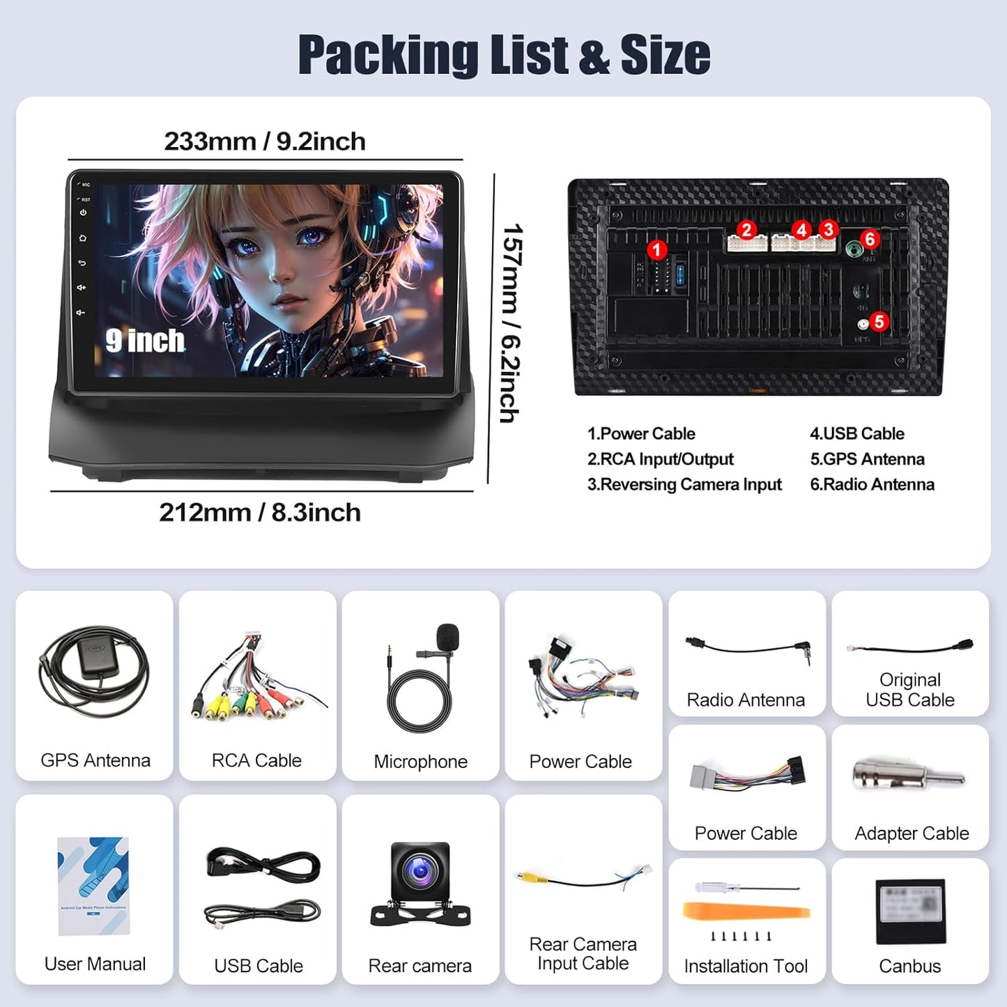 Android Car Stereo for Ford Fiesta 2009-2014 with Carplay Android, 9 inch Touchscreen, Backup Camera, GPS