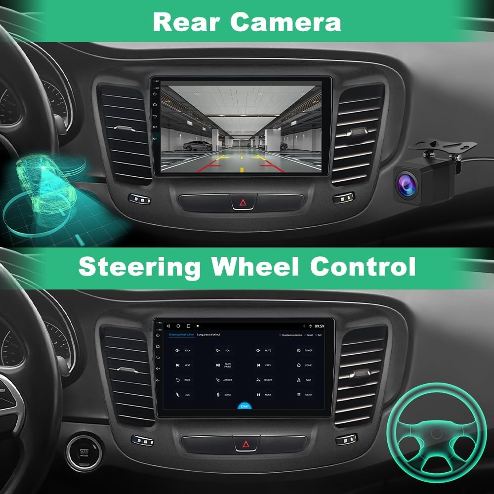 2+64GB Car Radio Stereo for Chrysler 200 200C 200S 2015-2017, with CarPlay Android, 9 inches