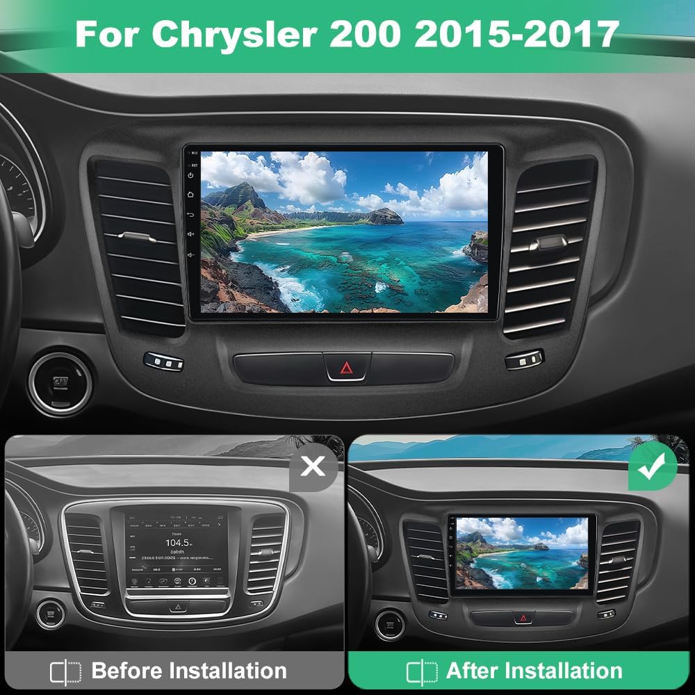 2+64GB Car Radio Stereo for Chrysler 200 200C 200S 2015-2017, with CarPlay Android, 9 inches