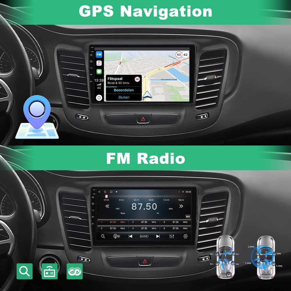 2+64GB Car Radio Stereo for Chrysler 200 200C 200S 2015-2017, with CarPlay Android, 9 inches