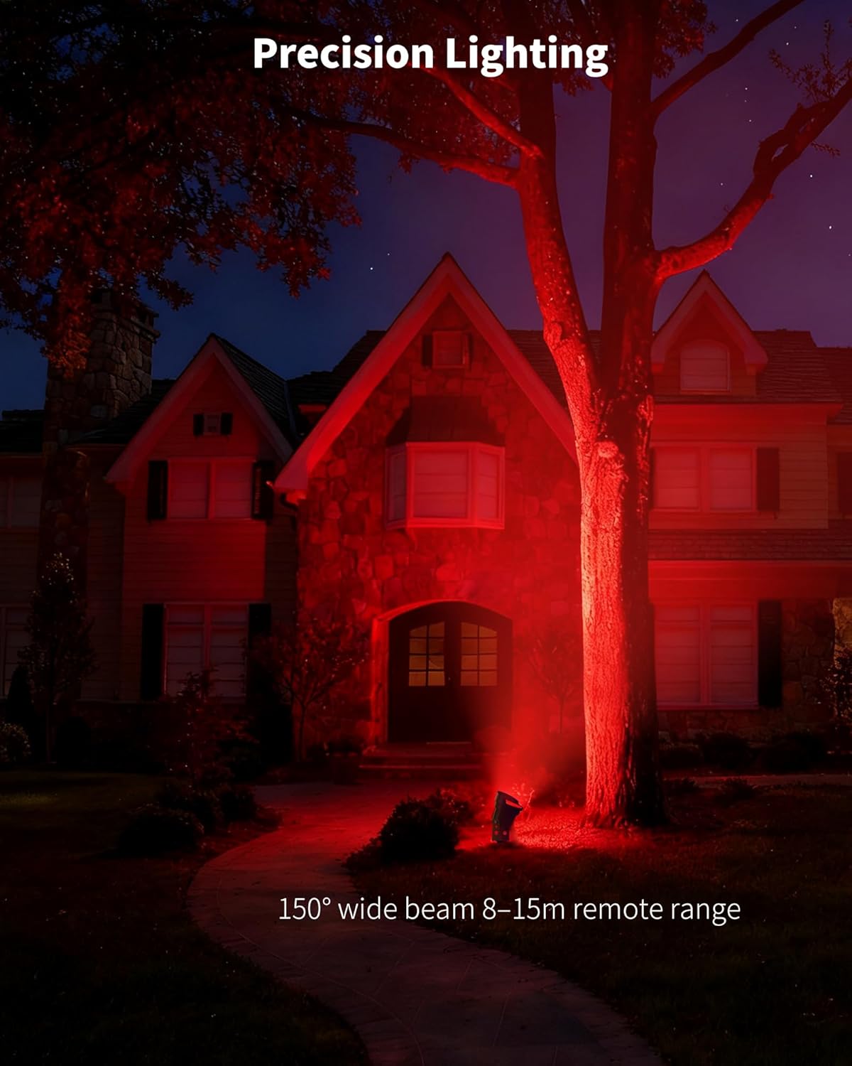 Solar Spot Lights Outdoor, RGB Color Changing with 8 Lighting Modes, Waterproof, 9.8ft Cable