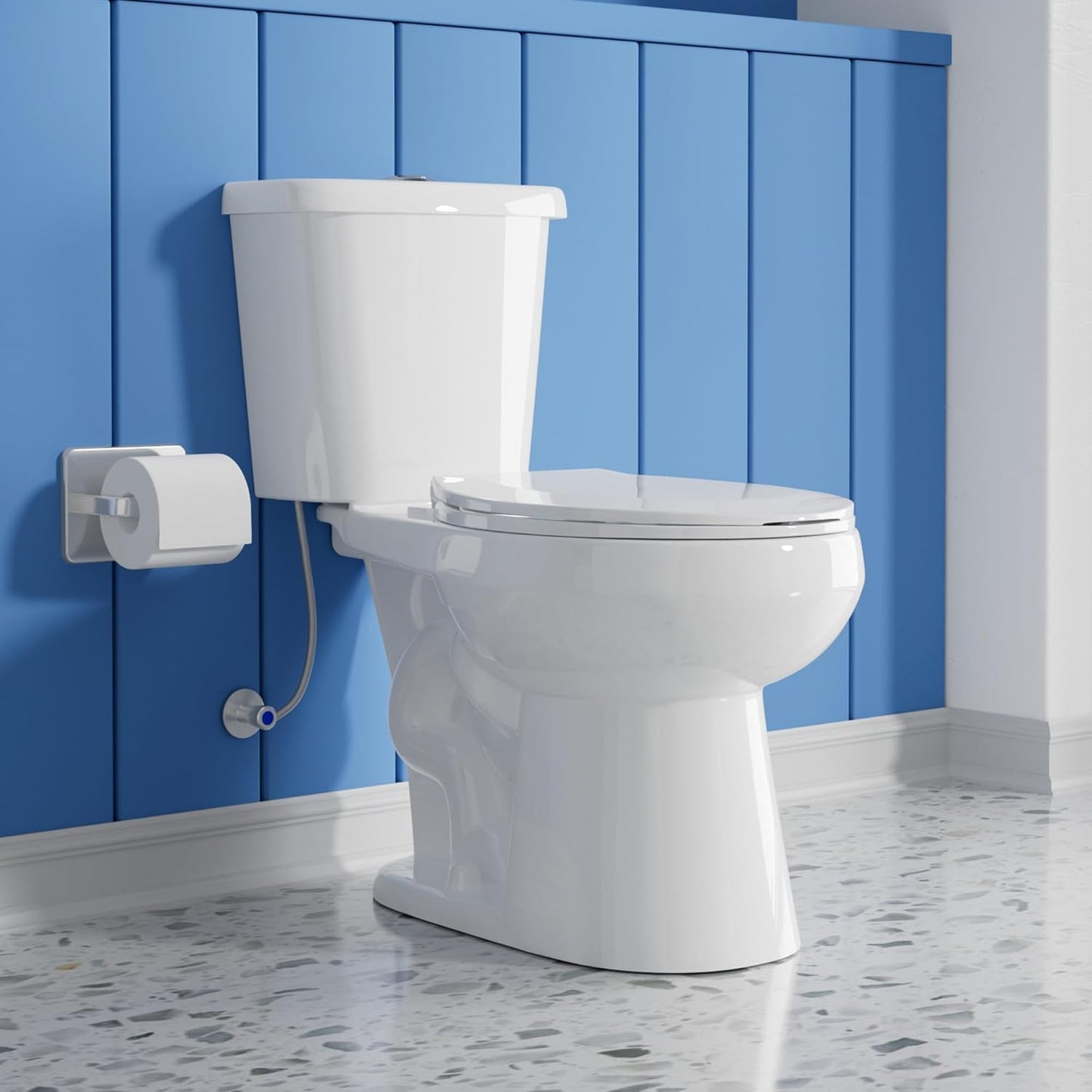 17 Inch Compact Tall Toilet for Seniors, Seat Height 17.5',Two Piece Dual Flush, White