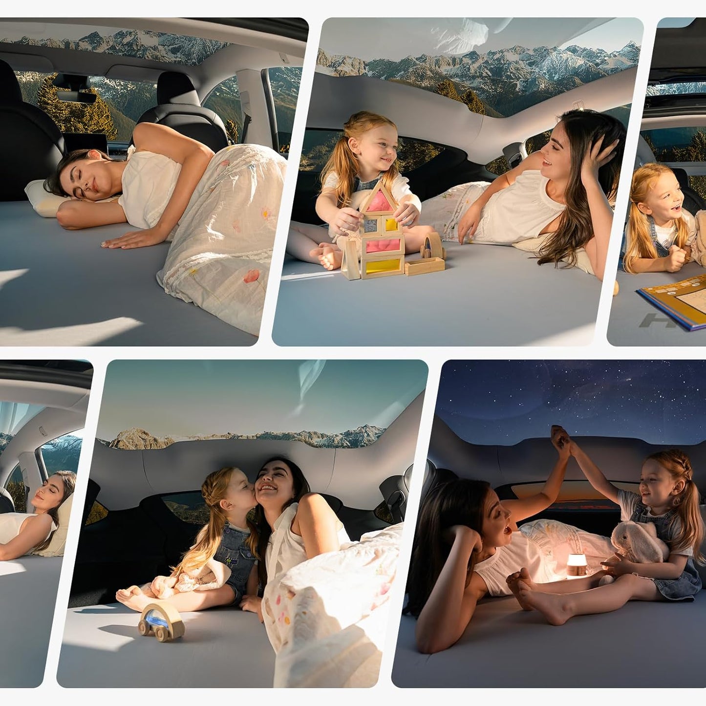 Tesla Model Y/Juniper Auto-Level TPU Backseat Mattress, 7.5’’ Thick Solid Foam Full Size Bed, Built-in Pump