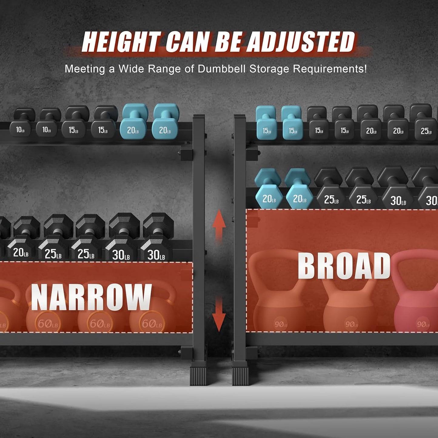 3-Tier Dumbbell Rack, 1200LB Capacity Adjustable, for Home Gym, (Rack Only)