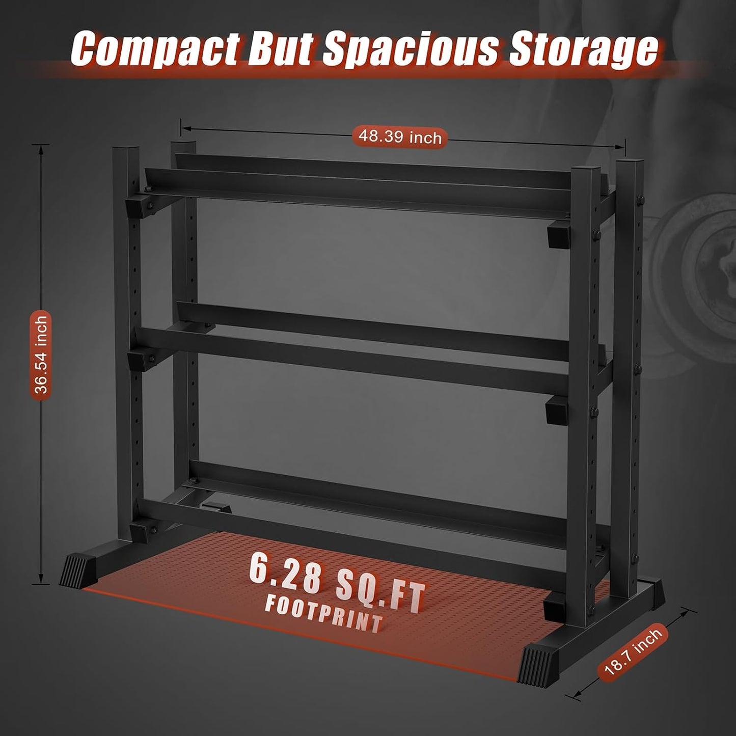 3-Tier Dumbbell Rack, 1200LB Capacity Adjustable, for Home Gym, (Rack Only)