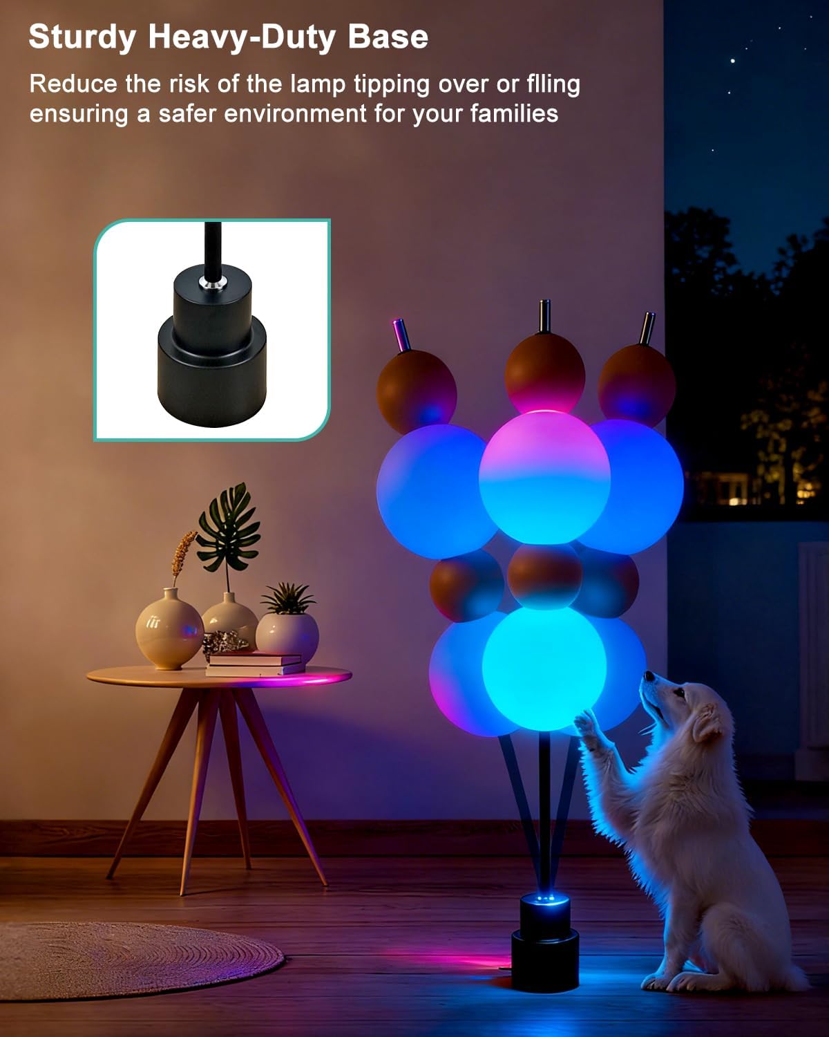 RGB& 3000K Floor Lamp w/ Touch Control, Dimmable Colors Temperature & Brightness, Globe, w/ Smart Bulb