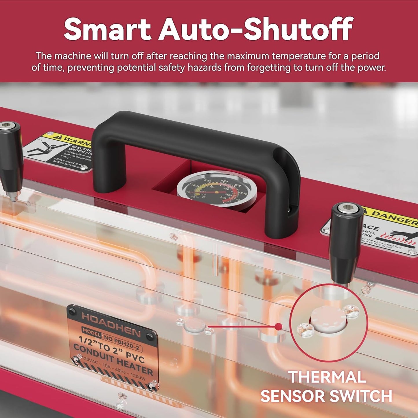 1/2' to 2' Electric PVC Conduit Heater for 24' Sections of PVC Pipe, with Temperature Dector,1200W Pipe Bender,120v