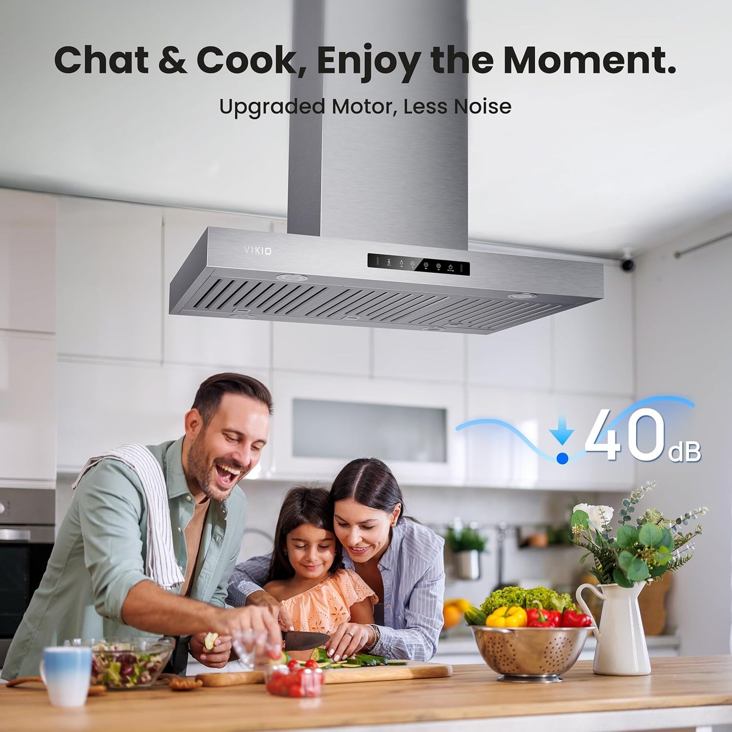 30 Inch, 600 CFM Island Mount Range Hood w/ Dual-Sided Touch/Gesture Control, Ceiling Mount, Ducted/Ductless