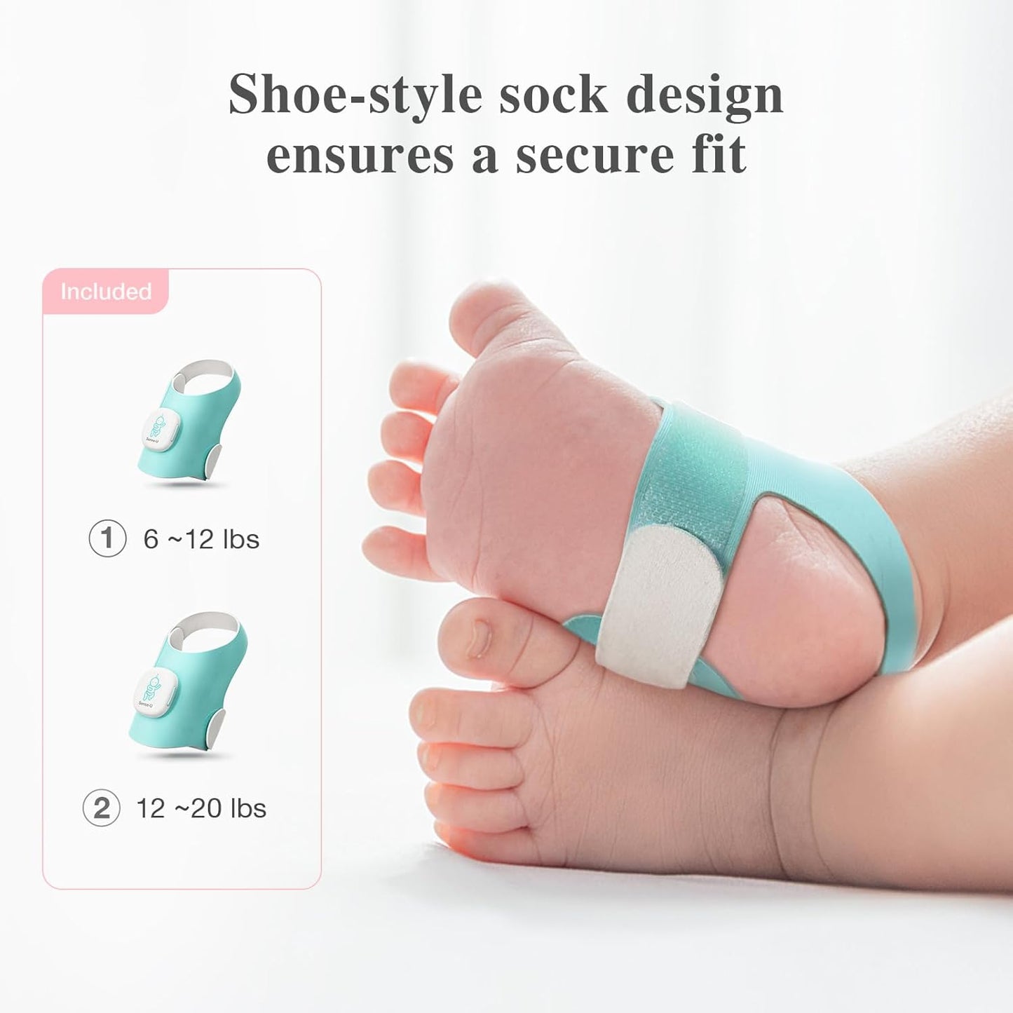 Baby Sleep Sock Monitor - Tracks Sleep and Movement for Infants, with Bluetooth and App, Babies 1-12 Months Old