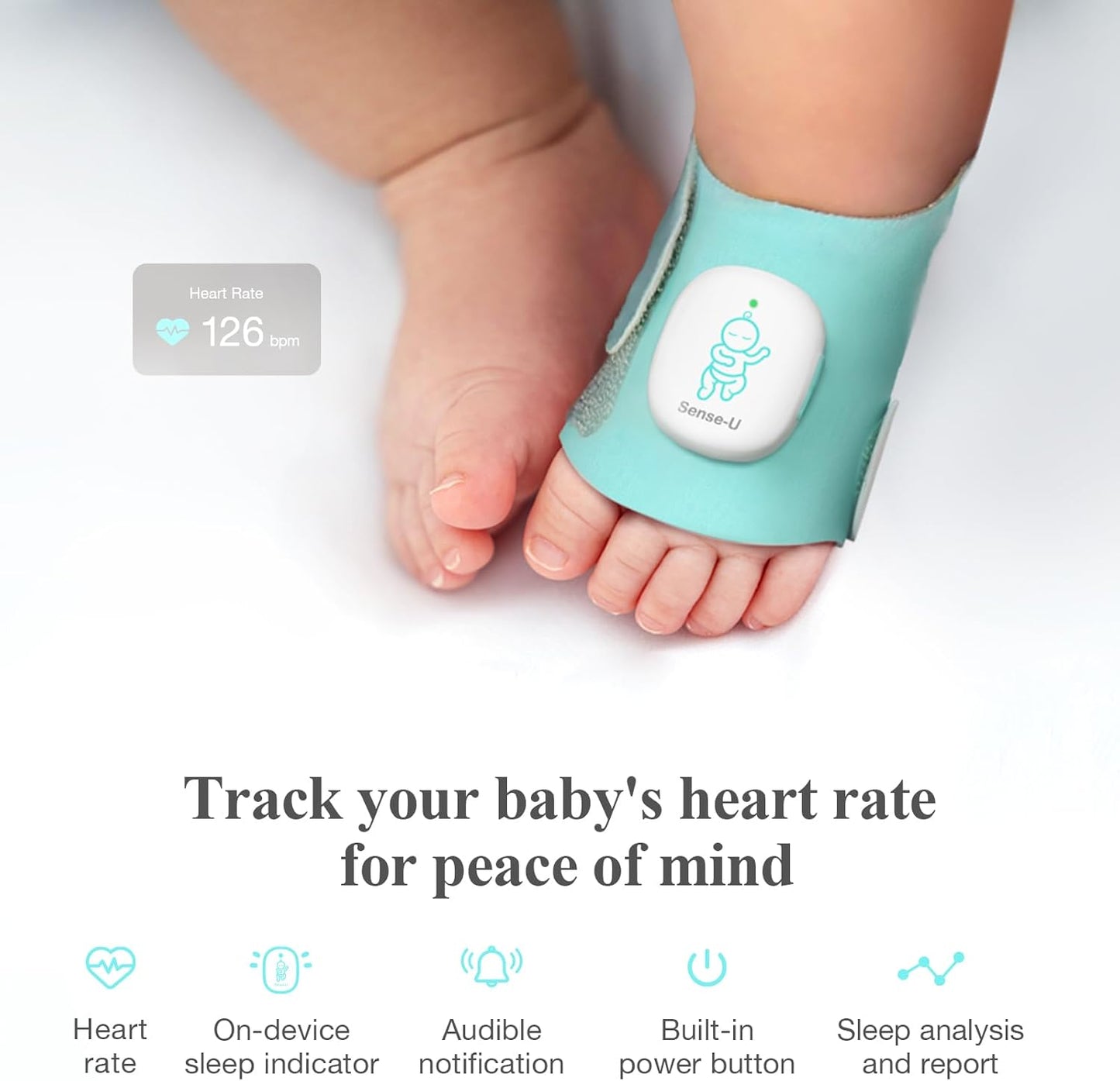 Baby Sleep Sock Monitor - Tracks Sleep and Movement for Infants, with Bluetooth and App, Babies 1-12 Months Old