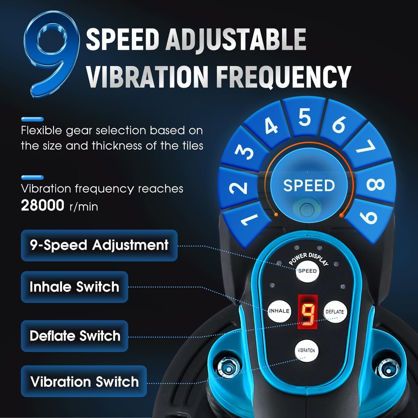 Tile Vibration Tool 250mm Suction Cup 882lbs/400kg Adsorption Handheld Tile Installation Leveling Machine Tile