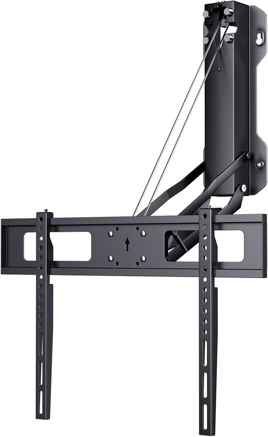 Motorized Pull Down TV Mount Over Fireplace, Electric Height Adjust with Remote Control, 32'-70' TVs, 77 lbs Max