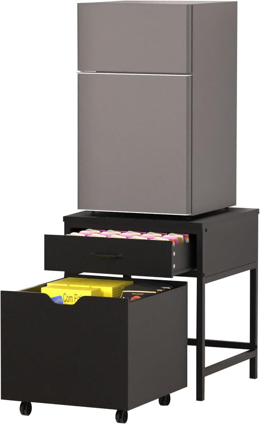 Mini Fridge Stand with Storage Sturdy 21.7'x21.9', Metal Frame, with 360° Universal Wheels and Adjustable Feet