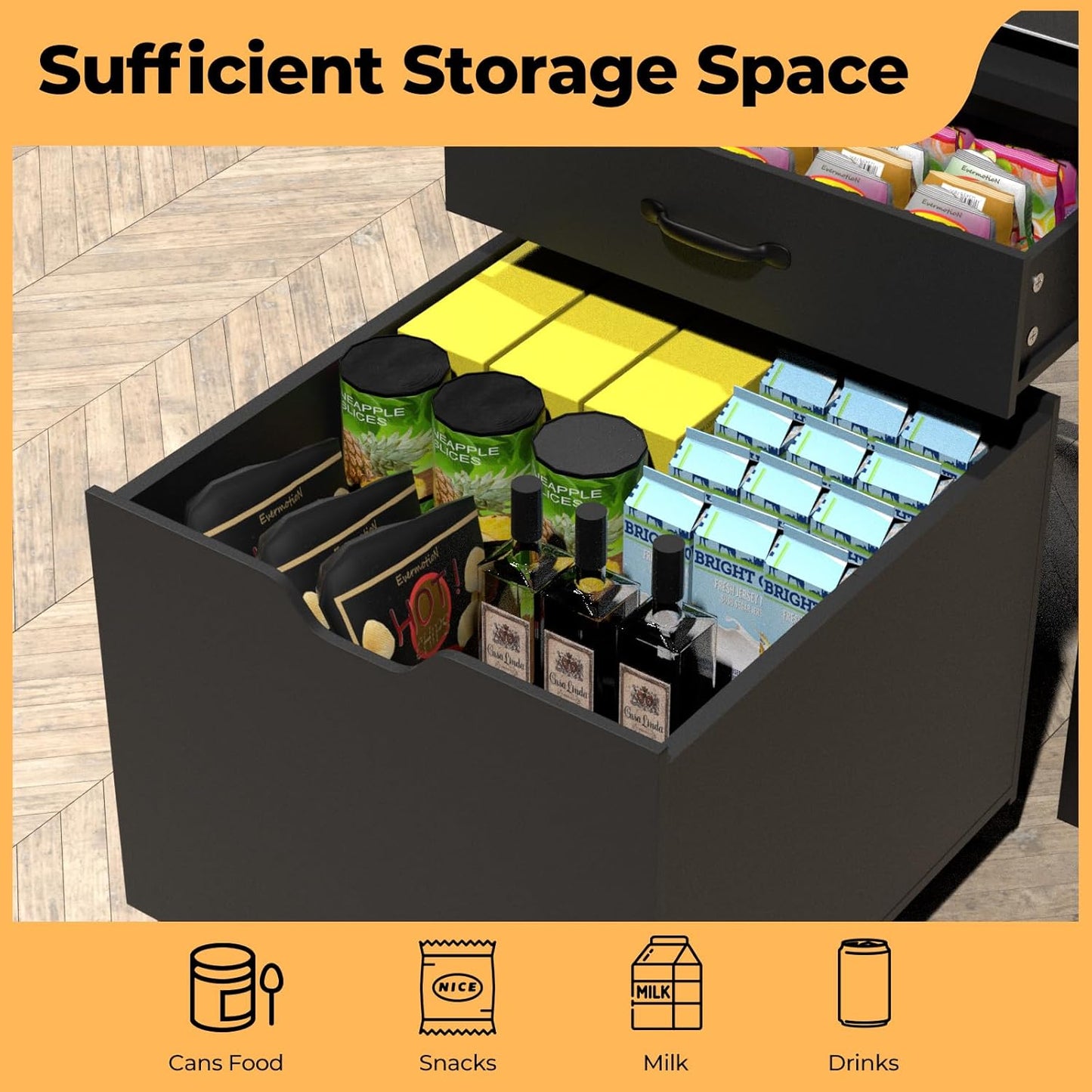 Mini Fridge Stand with Storage Sturdy 21.7'x21.9', Metal Frame, with 360° Universal Wheels and Adjustable Feet