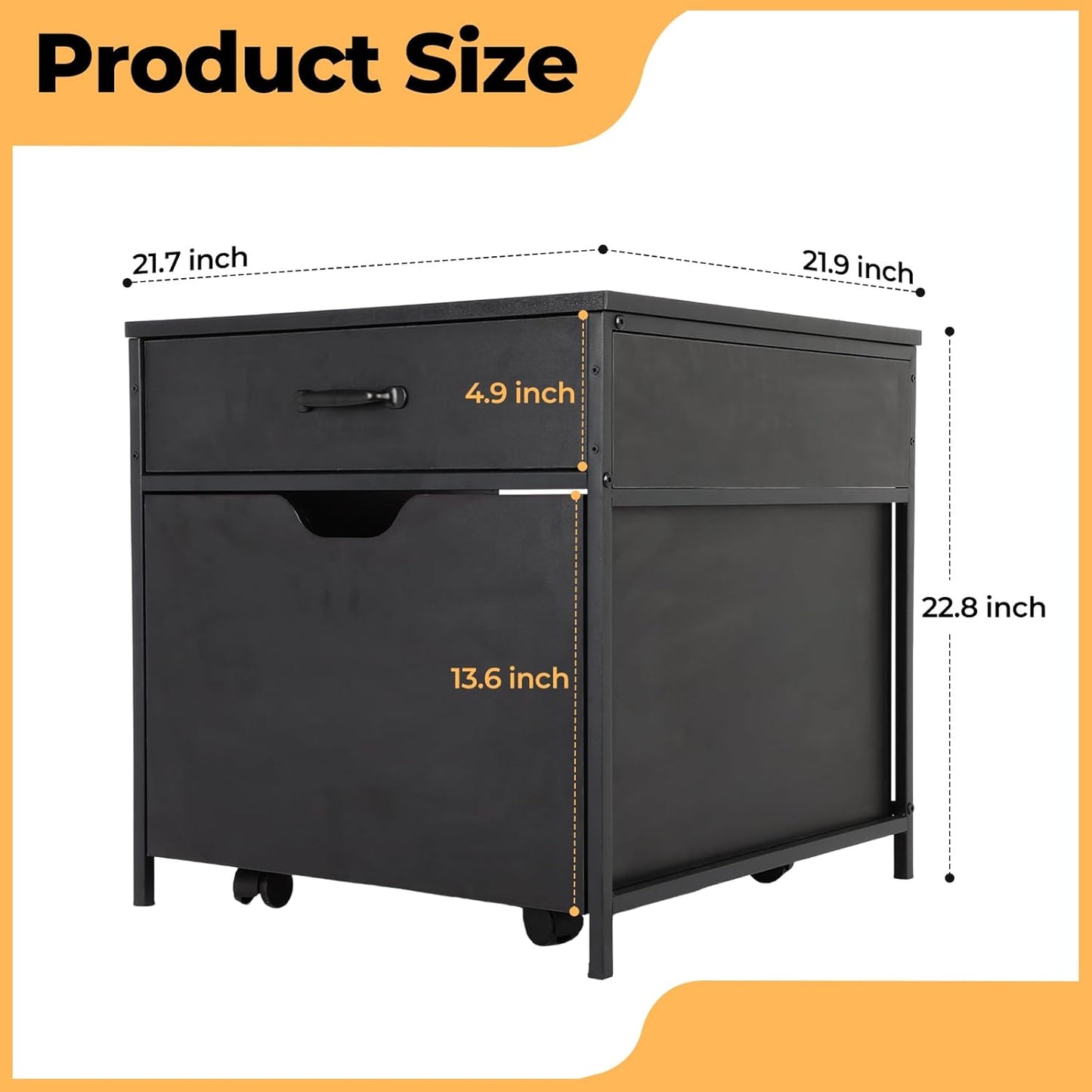 Mini Fridge Stand with Storage Sturdy 21.7'x21.9', Metal Frame, with 360° Universal Wheels and Adjustable Feet